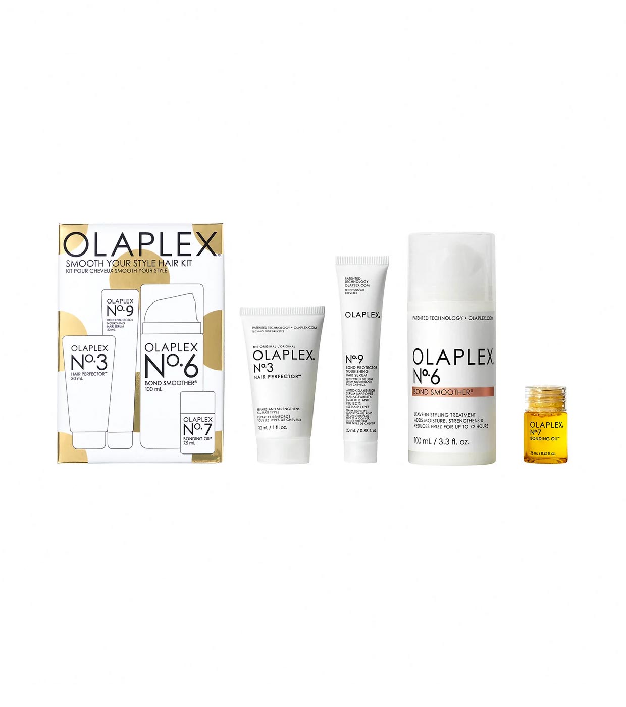 Набор для волос Olaplex Smooth Your Style Hair Kit: эликсир 30 мл + сыворотка 20 мл + крем 100 мл + масло 7.5 мл - фото 2