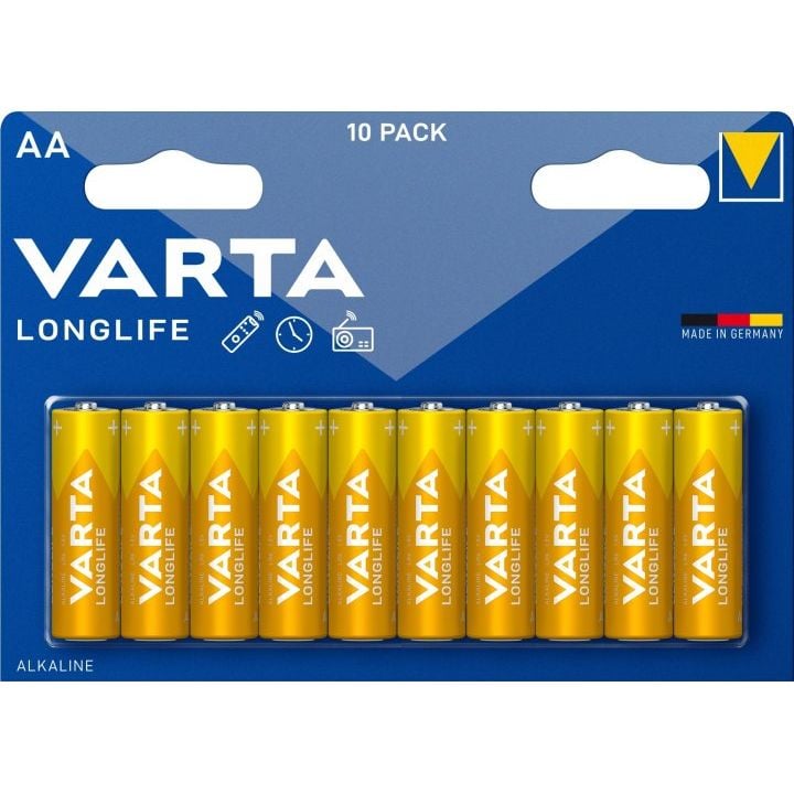 Батарейки Varta Longlife AA Bli Alkaline, 10 шт. (4106101461) - фото 1