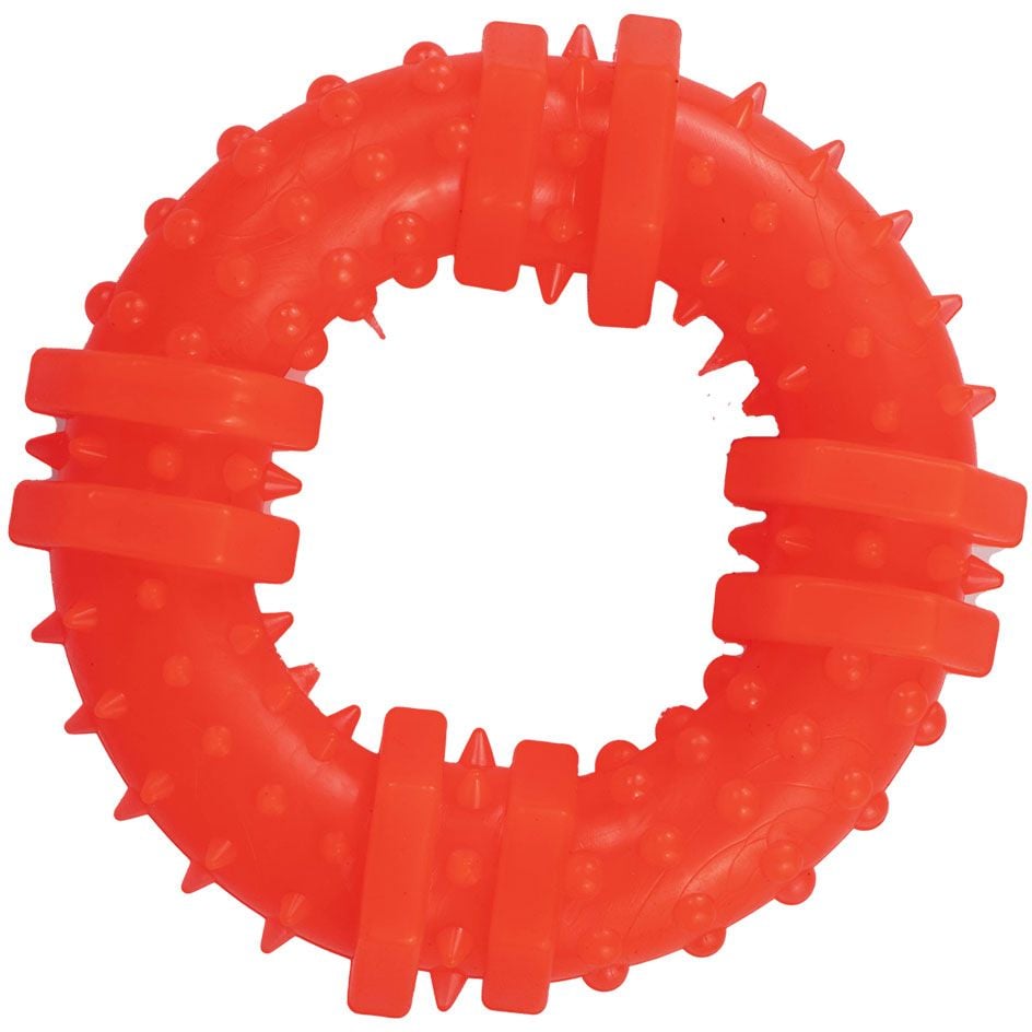 Игрушка для собак Agility кольцо с шипами 12 см оранжевая - фото 1