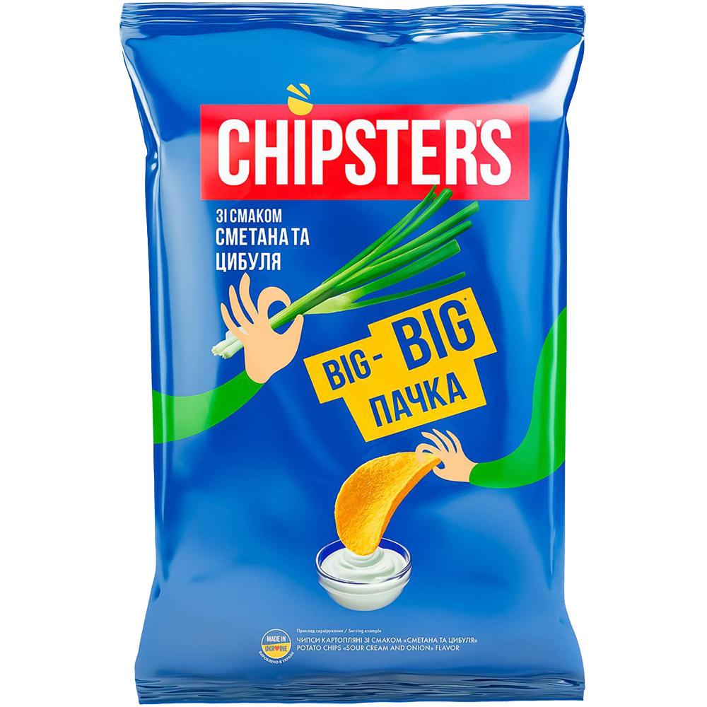 Чипсы Chipster's со вкусом сметаны и лука 180 г (837492) - фото 1