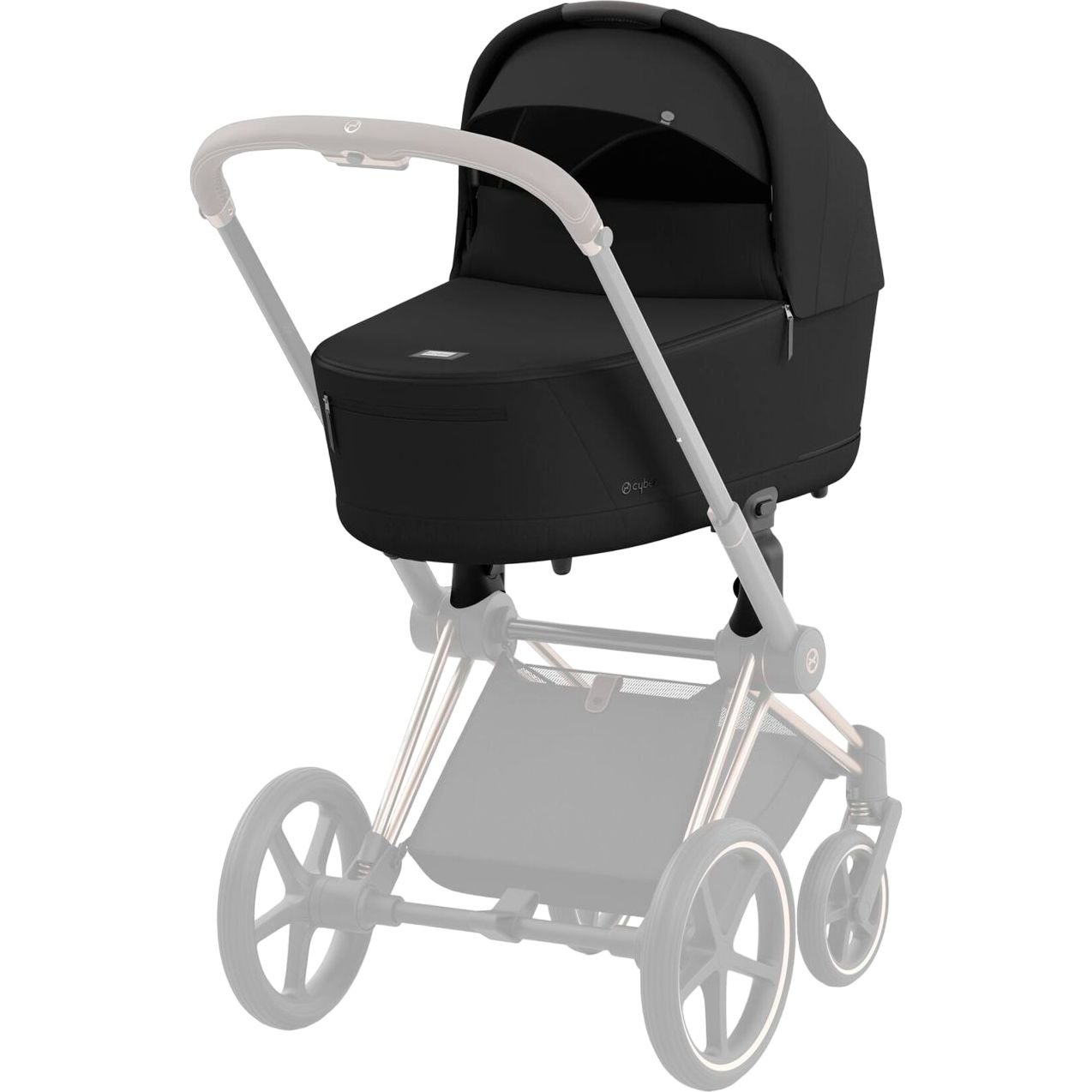 Люлька Cybex Priam Lux Sepia Black + Текстиль для прогулочного блока Cybex Priam Sepia Black + Шасси Cybex Priam с каркасом LS RBA Rosegold - фото 7