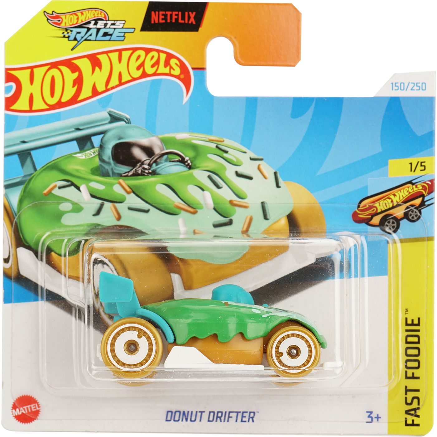 Базова машинка Hot Wheels Fast Food Donut Drifter бежева з зеленим (5785) - фото 1