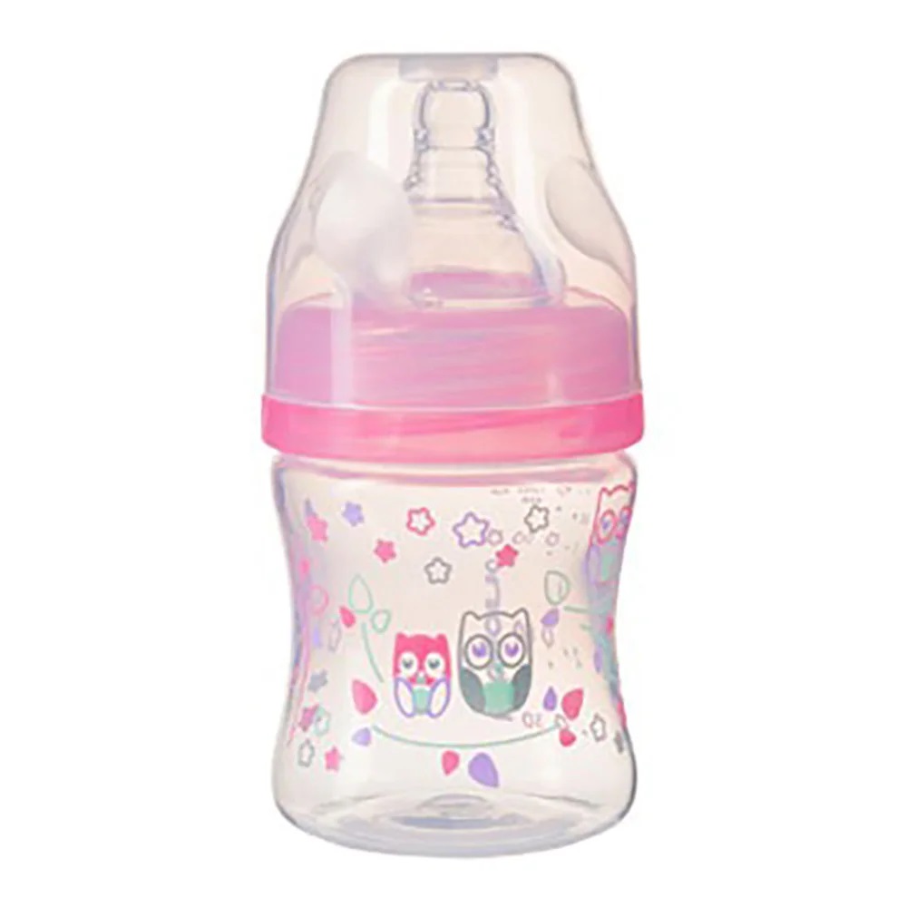 Бутылочка антиколиковая Babyono с широким горлышком, 0+ мес., 120 мл, розовый (402/02) - фото 1