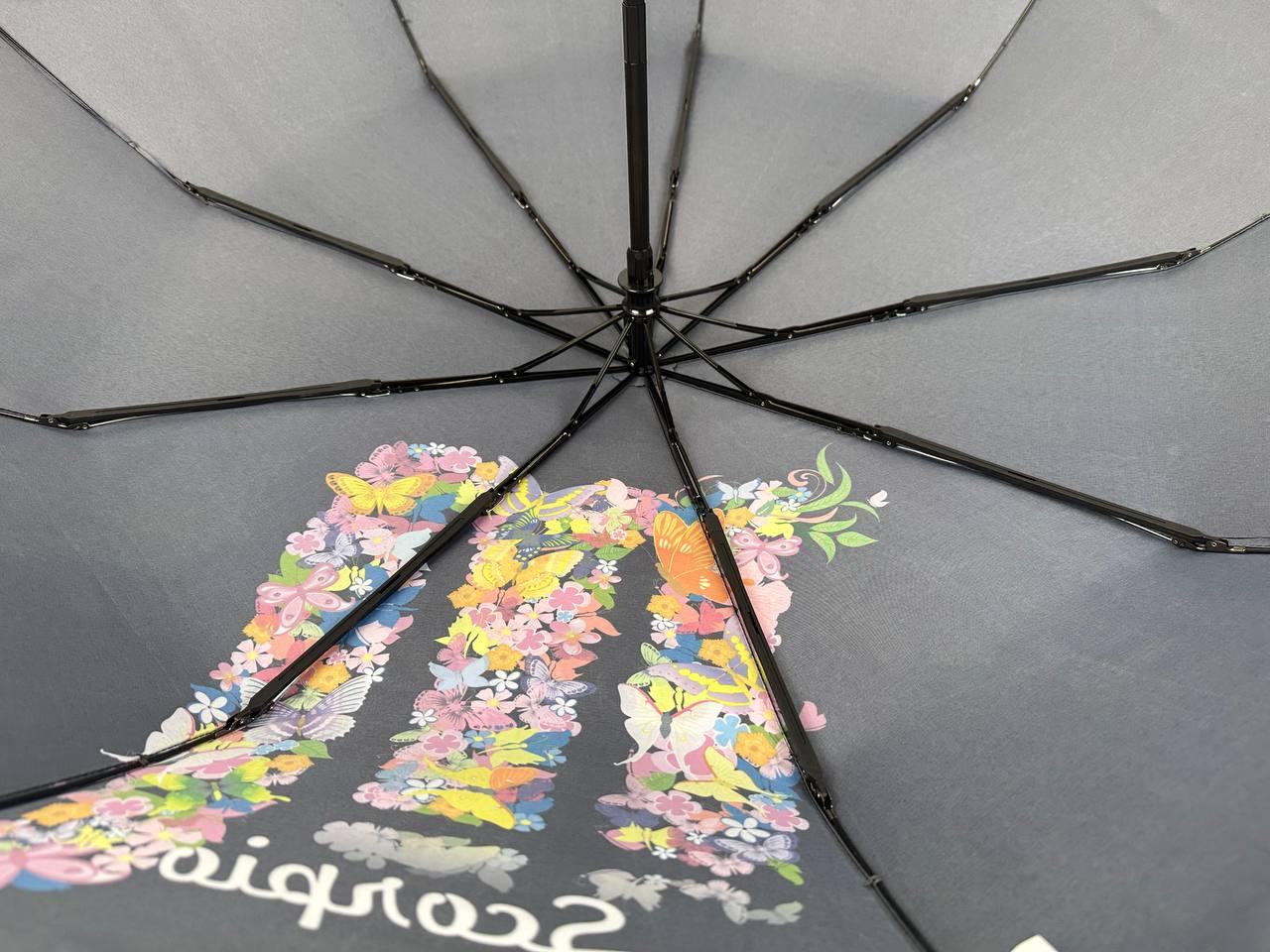 Женский складной зонтик полный автомат Rain 98 см черный - фото 6