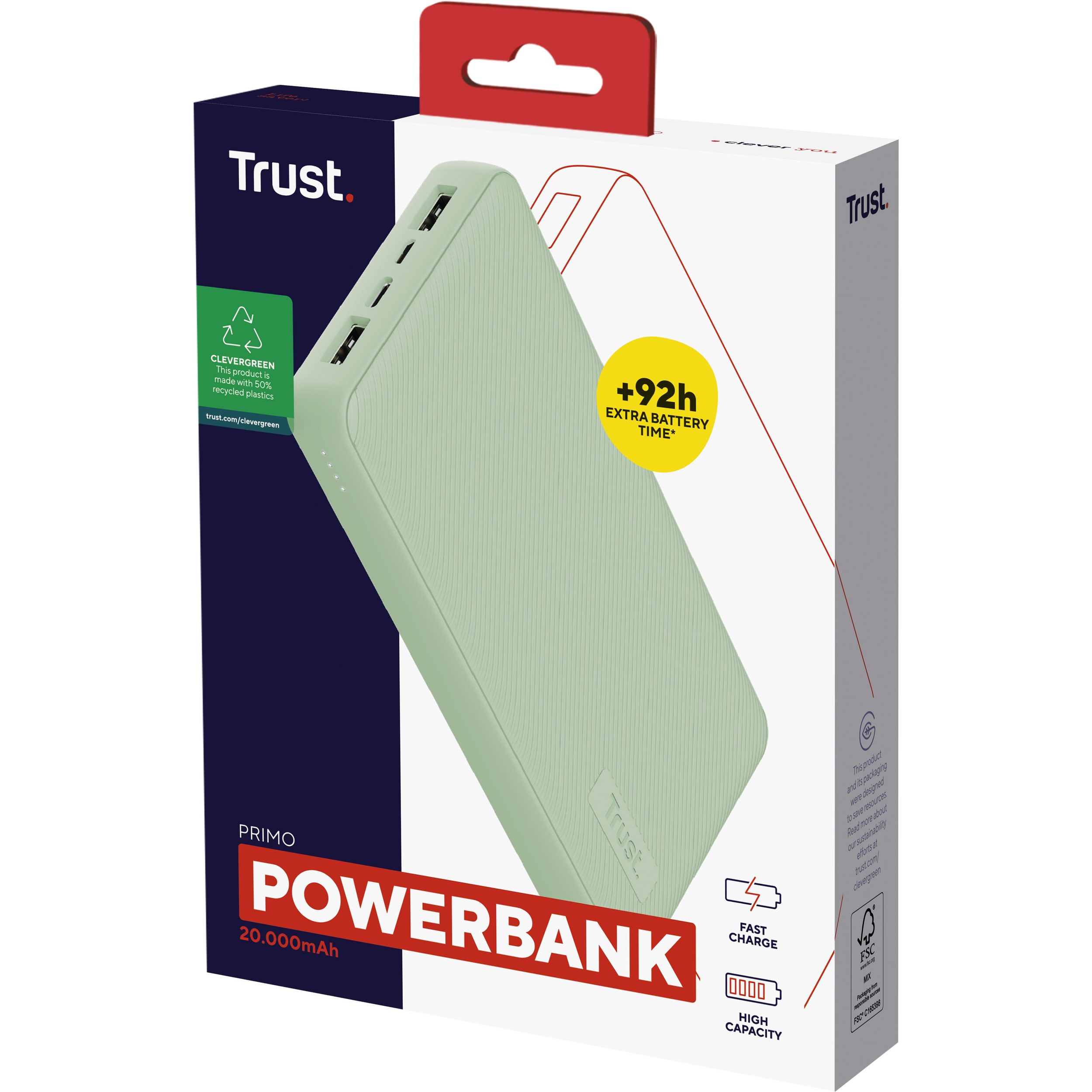 Повербанк Trust Primo Eco 20000 mAh 15W зеленый (25027_TRUST) - фото 6