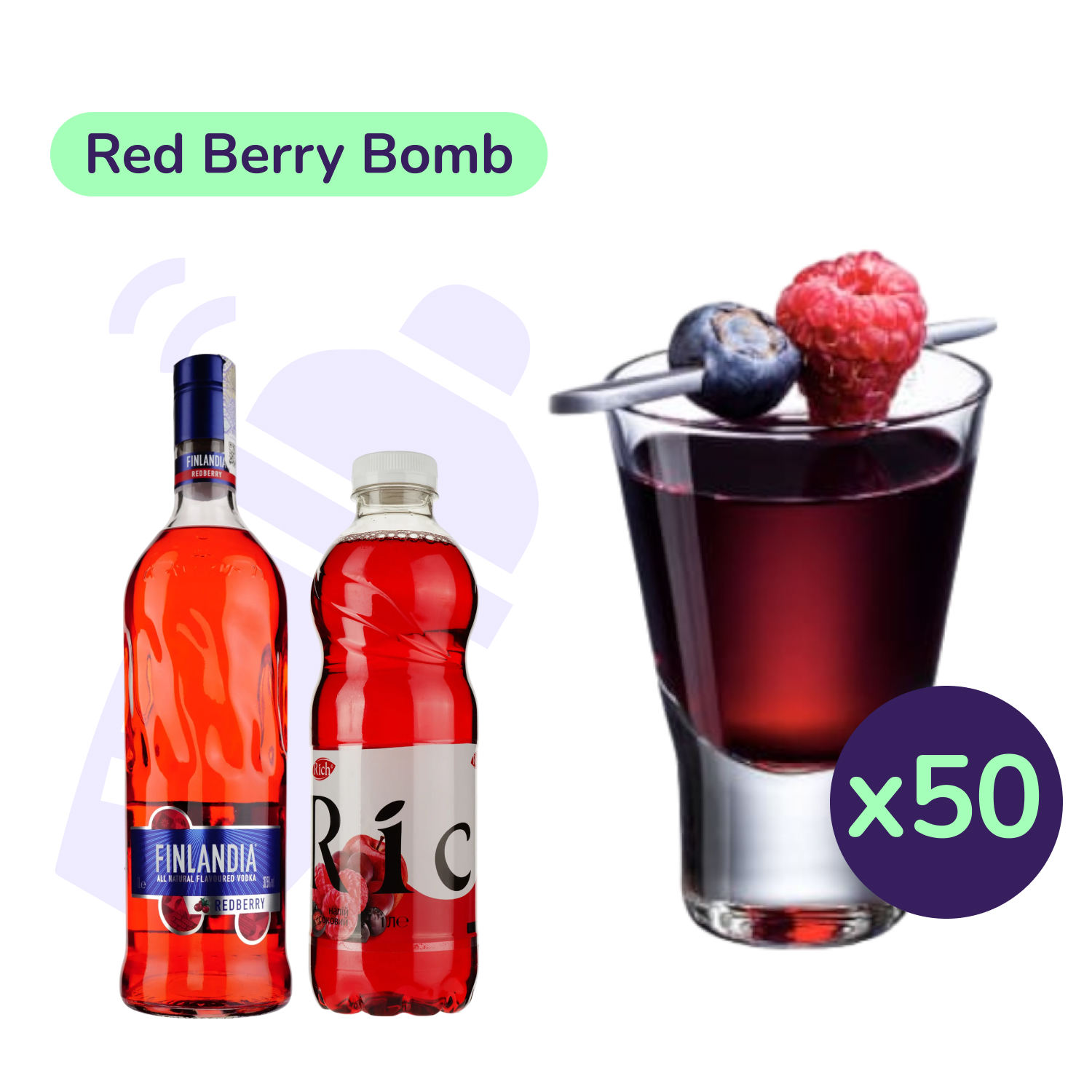 Коктейль Red Berry Bomb (набір інгредієнтів) х50 на основі Finlandia - фото 1