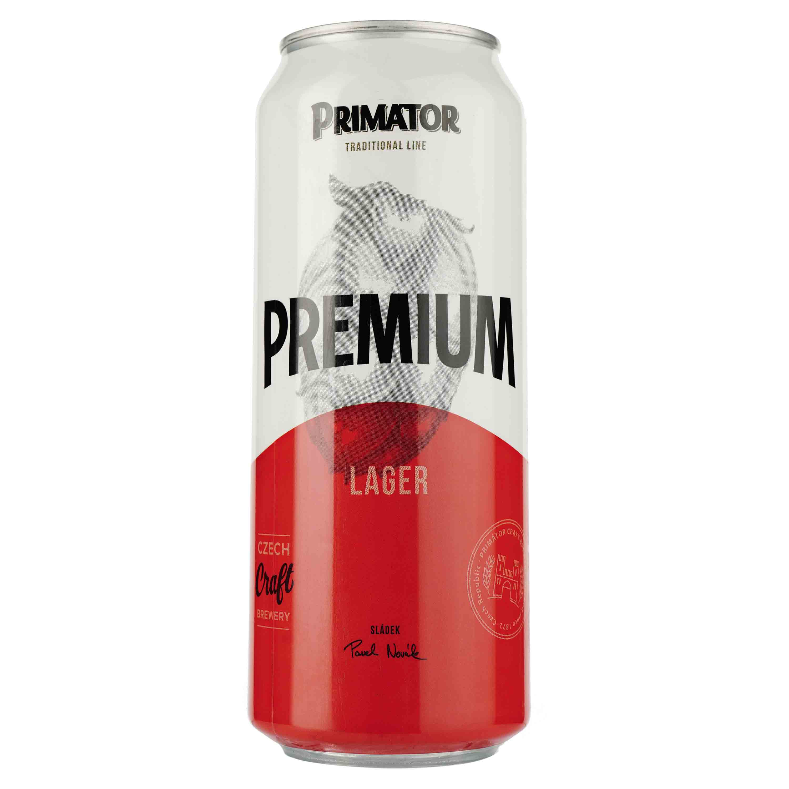 Пиво Primator Premium світле, 5%, з/б, 0.5 л - фото 1