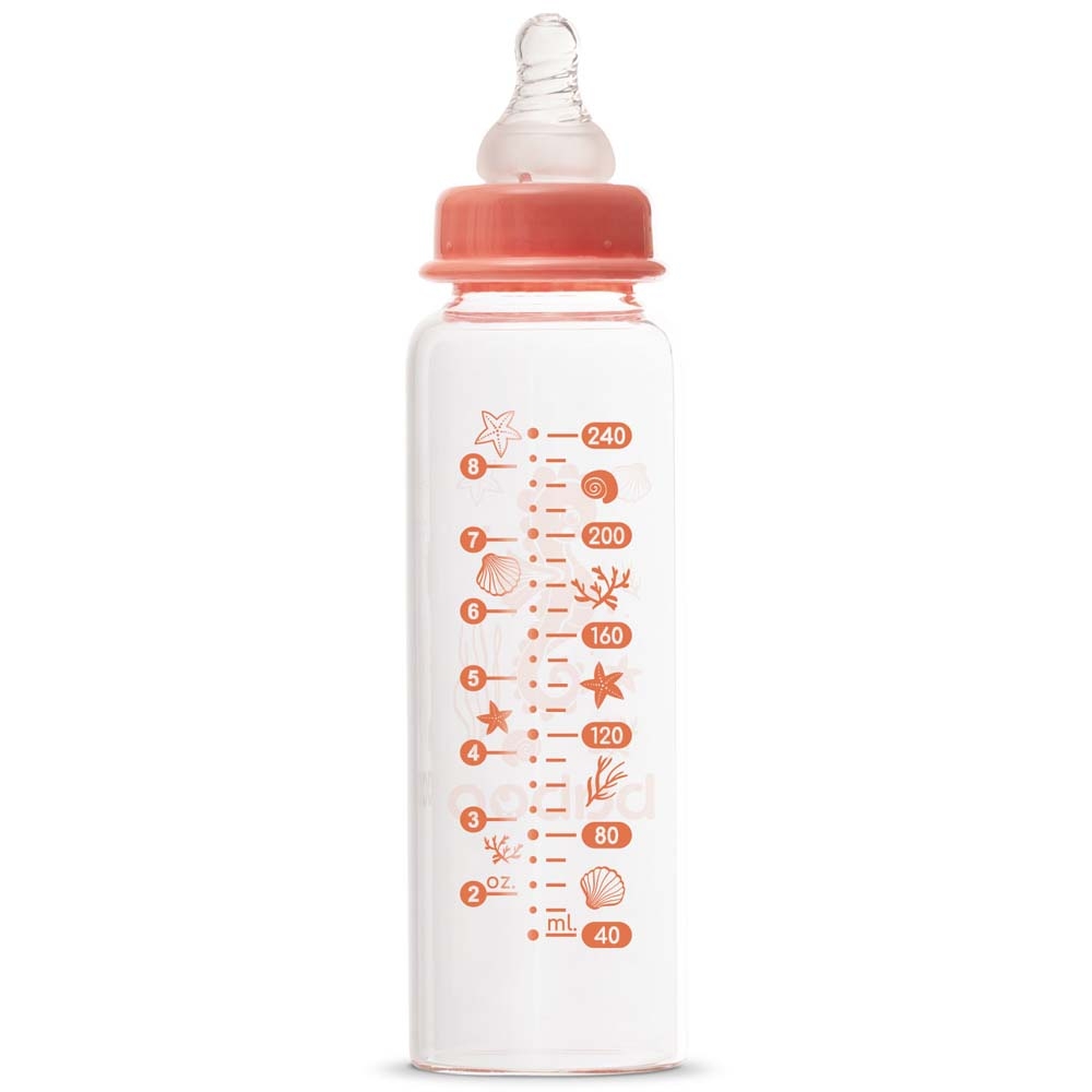 Стеклянная бутылочка для кормления Baboo Sea Life Антиколиковая, 240 мл, 3+ мес., оранжевая (3-118) - фото 3
