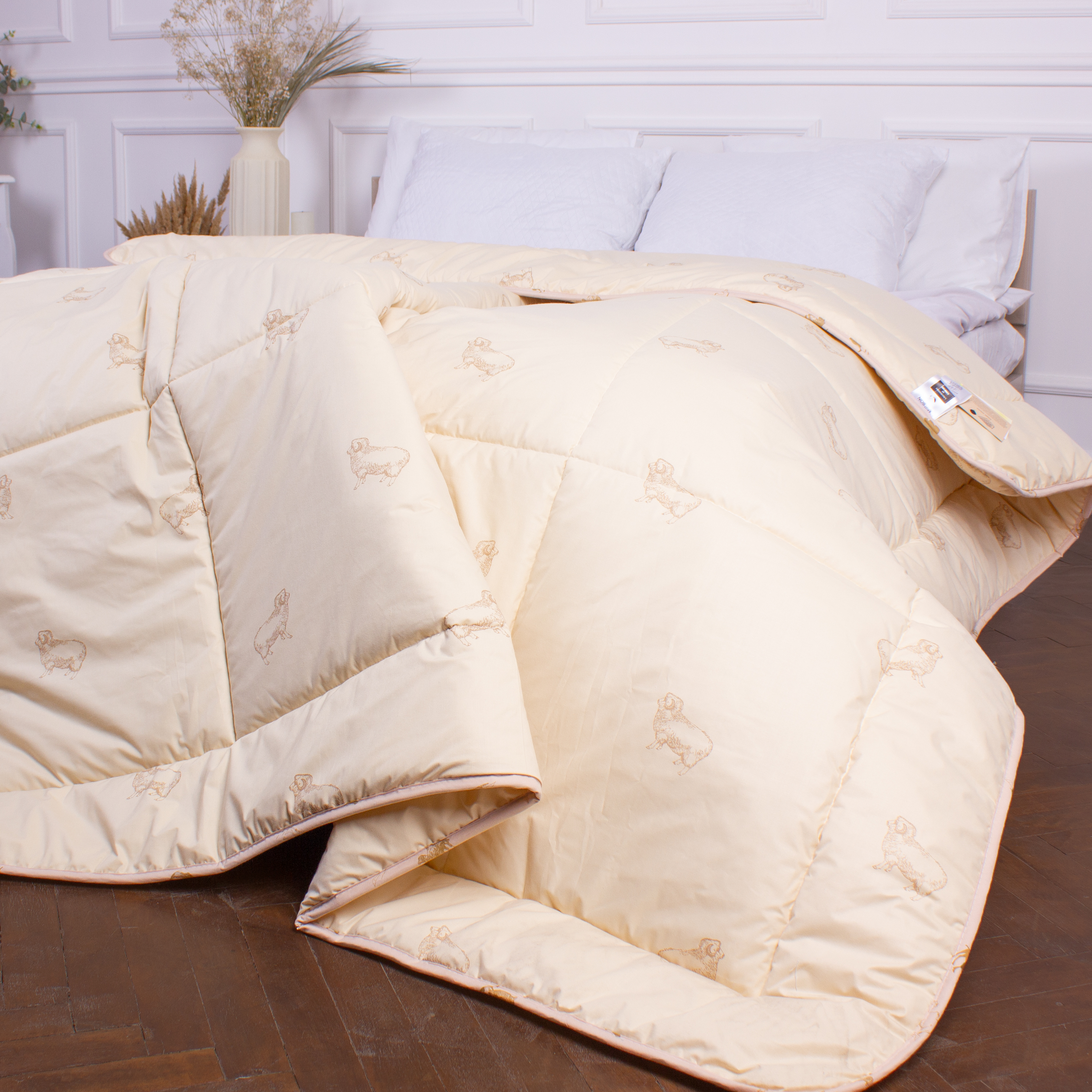 Одеяло шерстяное MirSon Gold Camel №024, зимнее, 155x215 см, кремовое - фото 5