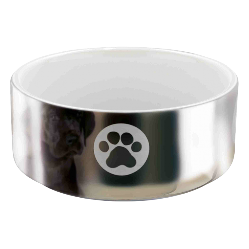 Миска для собак Trixie керамическая, 0,3 л / 12 см, серебристый с белым (25083 Trixie) - фото 1