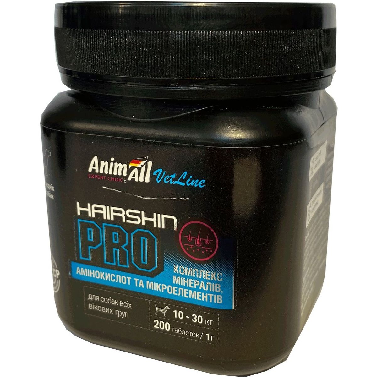 Витаминная добавка AnimAll VetLine Hair Skin PRO для средних пород собак 200 таблеток - фото 1