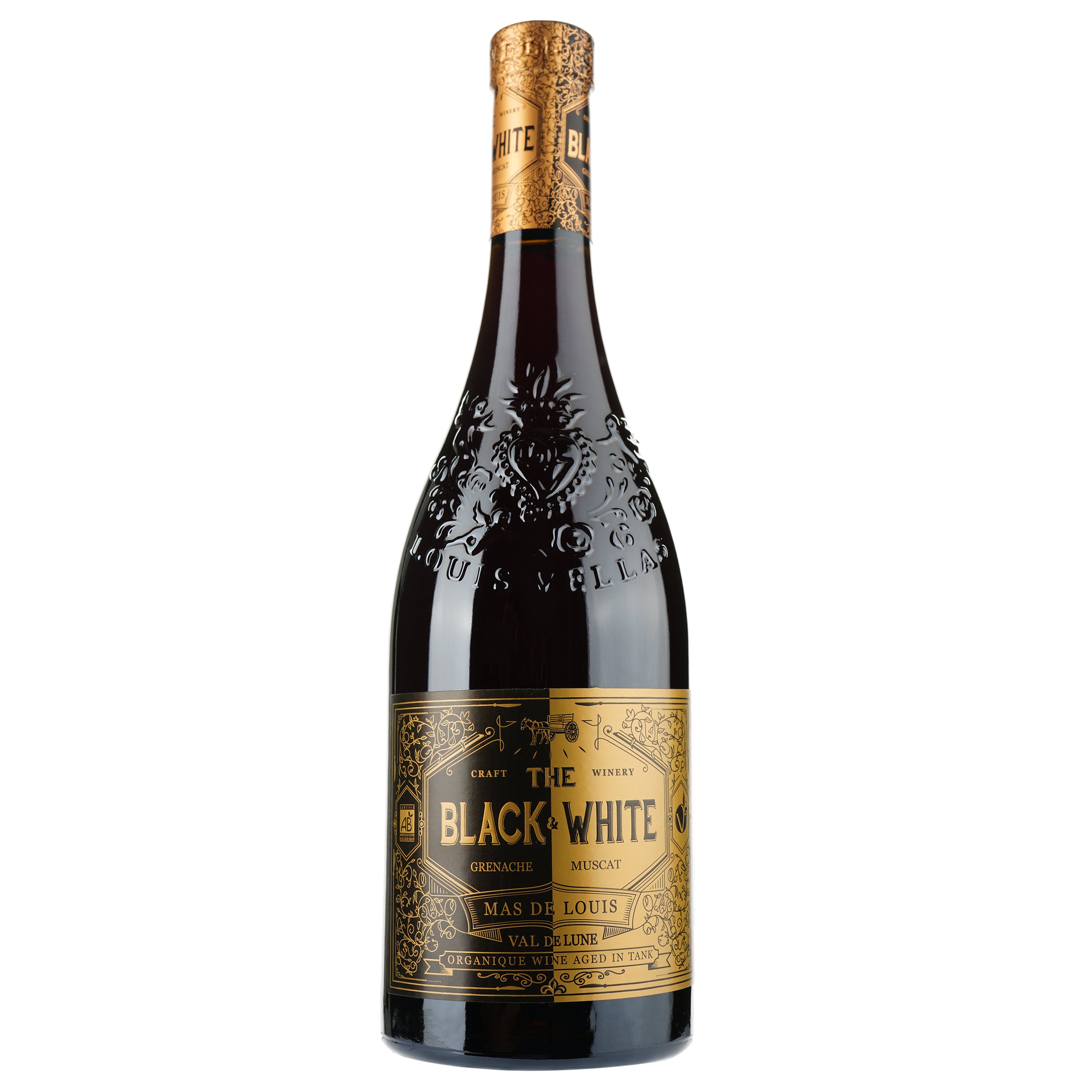 Вино Mas de Louis The Black & White Grenache Muscat Rouge Bio 2021 Vin de France, красное, сухое, 0,75 л - фото 1