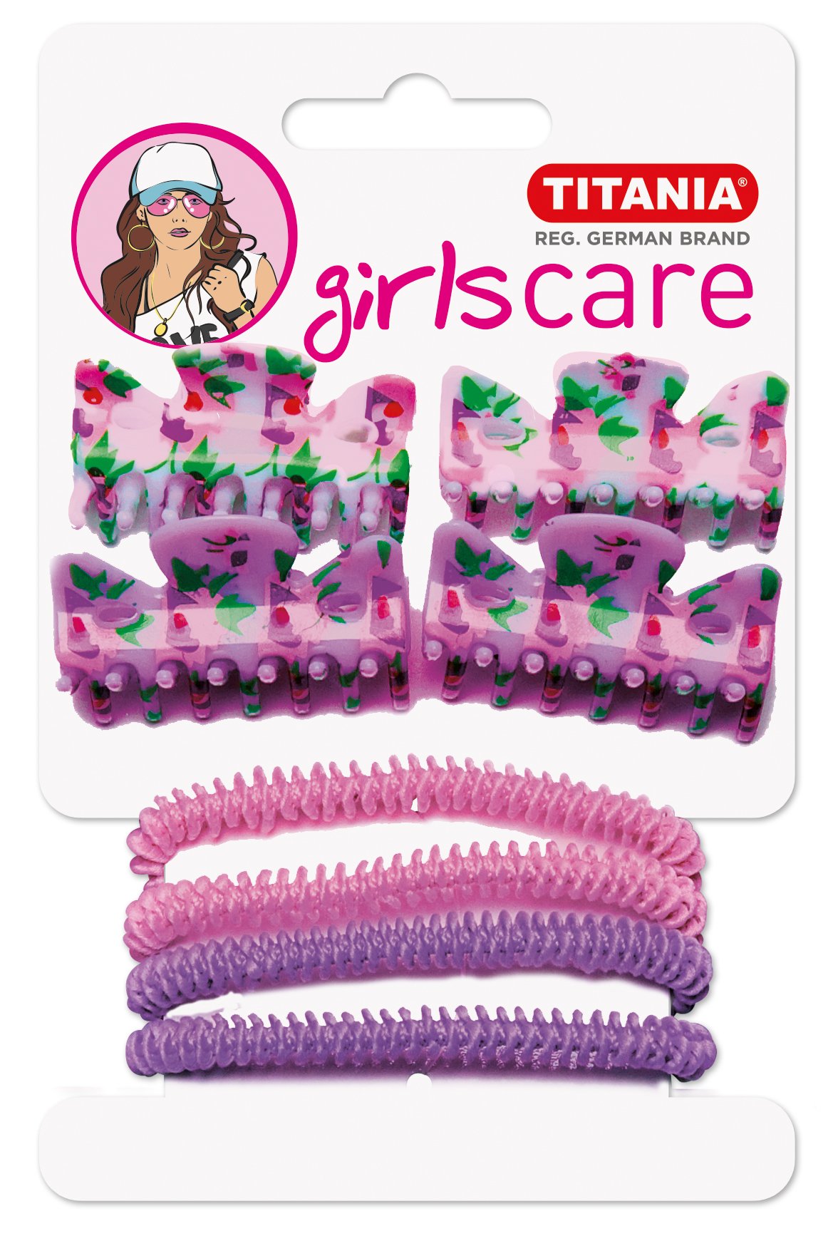 Набор резинок и заколок для волос Titania, розовый и фиолетовый, 8 шт. (8005) - фото 1