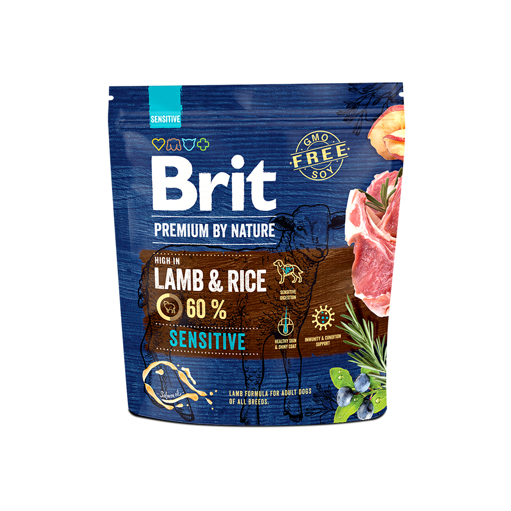 Сухий корм для собак з чутливим травленням Brit Premium Dog Sensitive Lamb, з ягням, 1 кг - фото 1