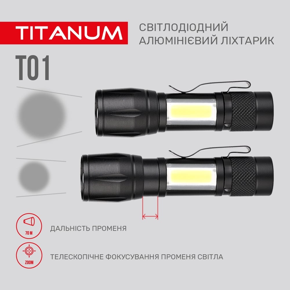 Портативний світлодіодний ліхтарик Titanum TLF-T01 120 Lm 6500 K (TLF-T01) - фото 7