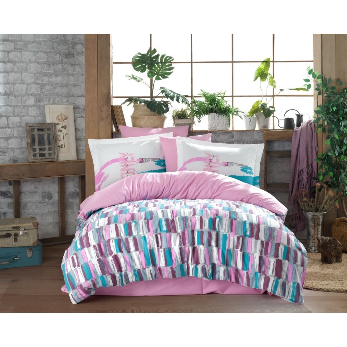 Комплект постельного белья Hobby Poplin Mikado, поплин, 220х200 см, розовый (54209_2,0) - фото 1