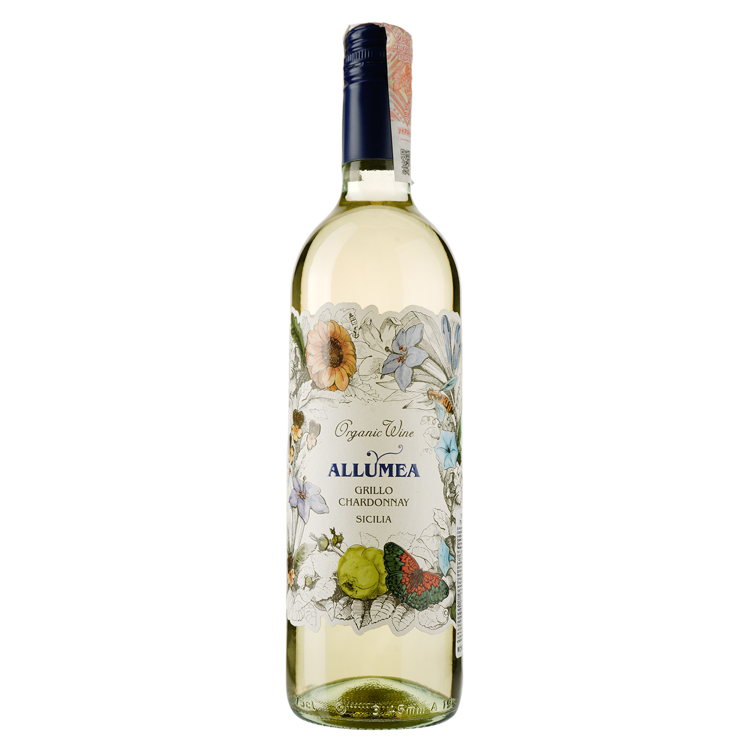 Вино Allumea Грело Шардоне, біле, напівсухе, органічне, 12%, 0,75 л - фото 1