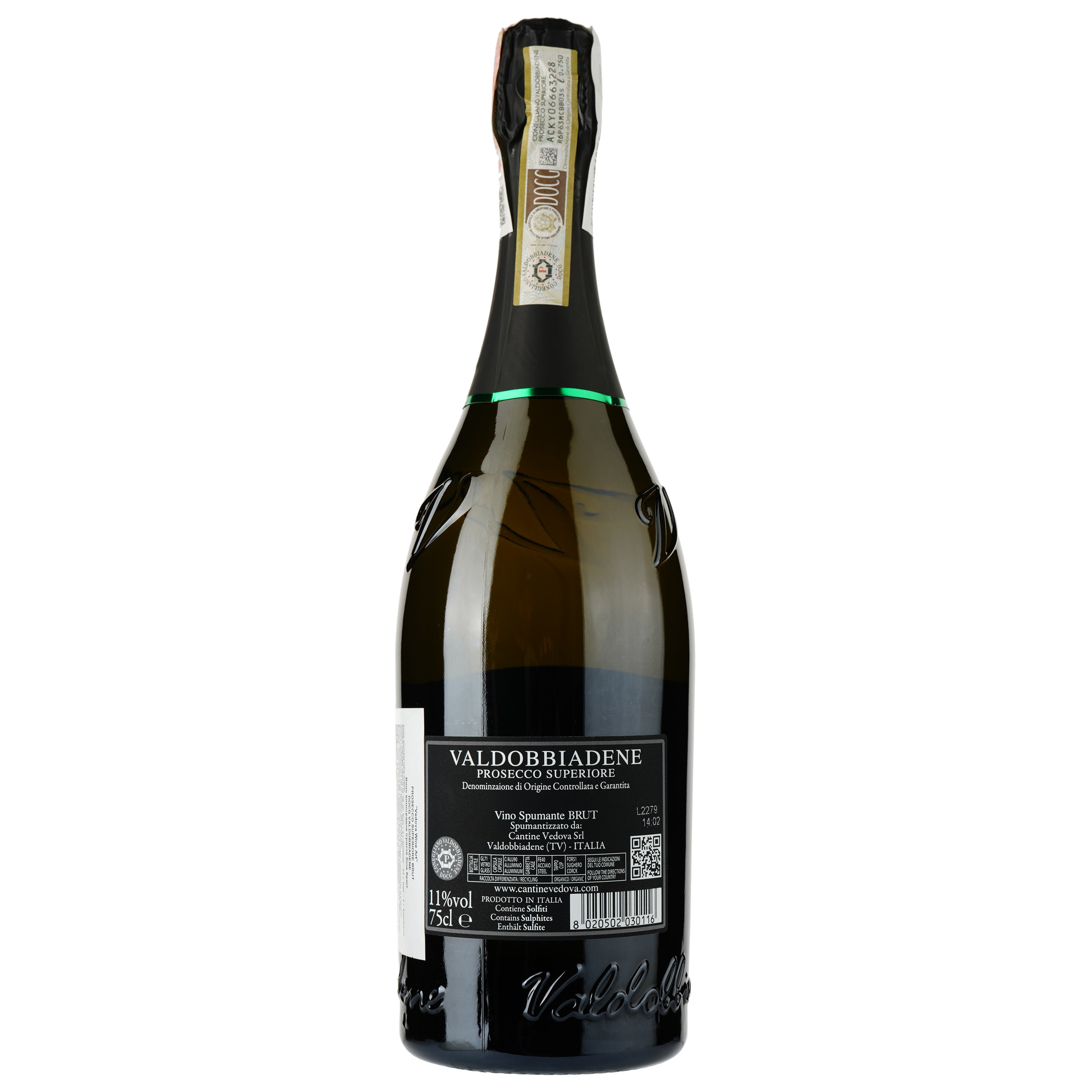 Вино ігристе Vedova Valdobbiadene Prosecco Superiore Brut, біле, брют, 0,75 л - фото 2