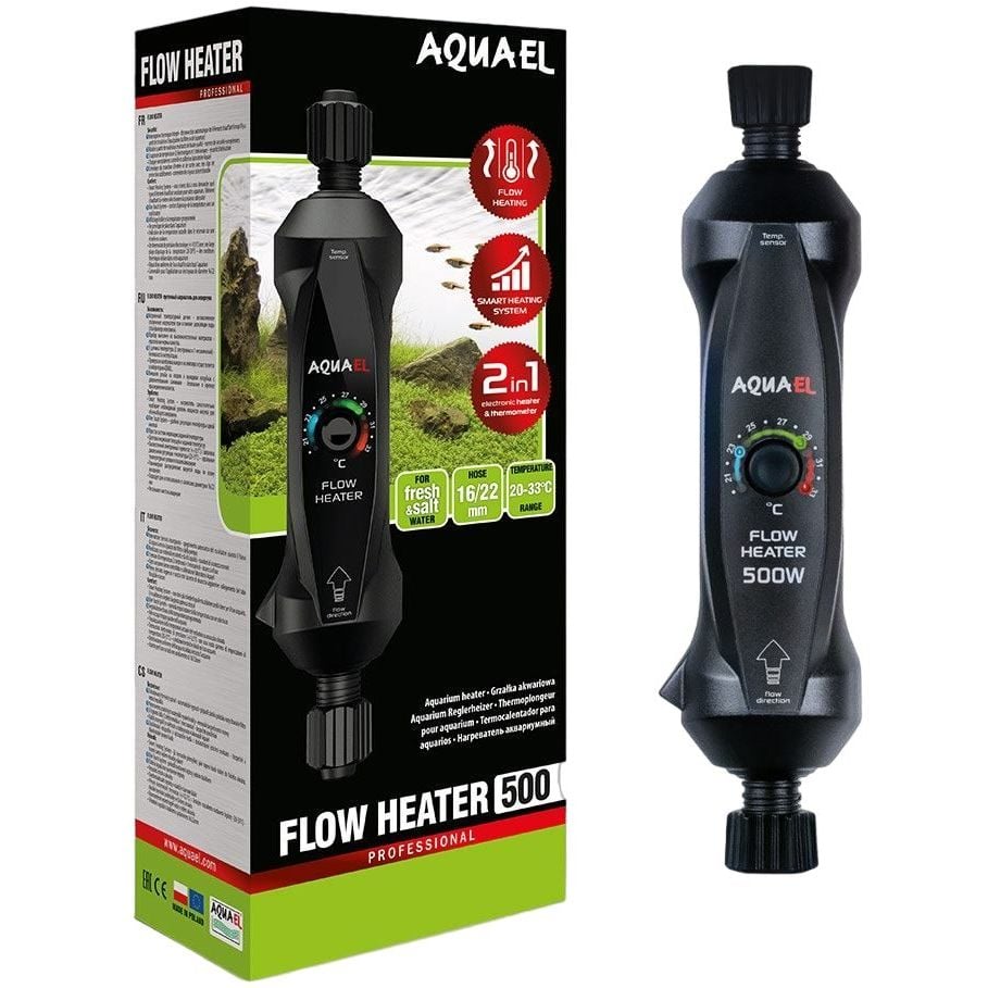 Аквариумный обогреватель Aquael Flow Heater, проточный с системой регулировки One Touch, 500 Вт - фото 1