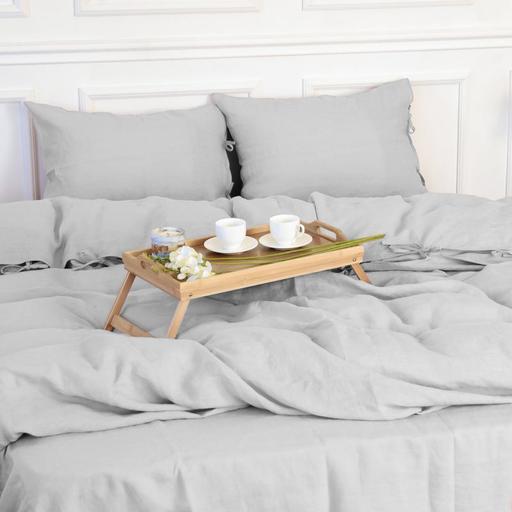 Комплект постельного белья MirSon Natural Linen Beatrice лен полуторный евро светло-серый (2200008247751) - фото 7