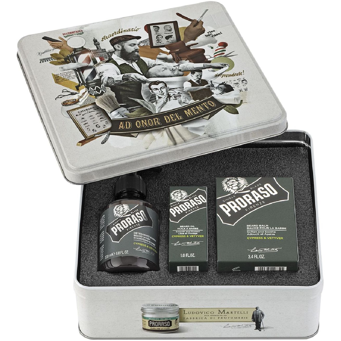 Подарочный набор для ухода за бородой Proraso Cypress&Vetyver в металлической коробке - фото 1