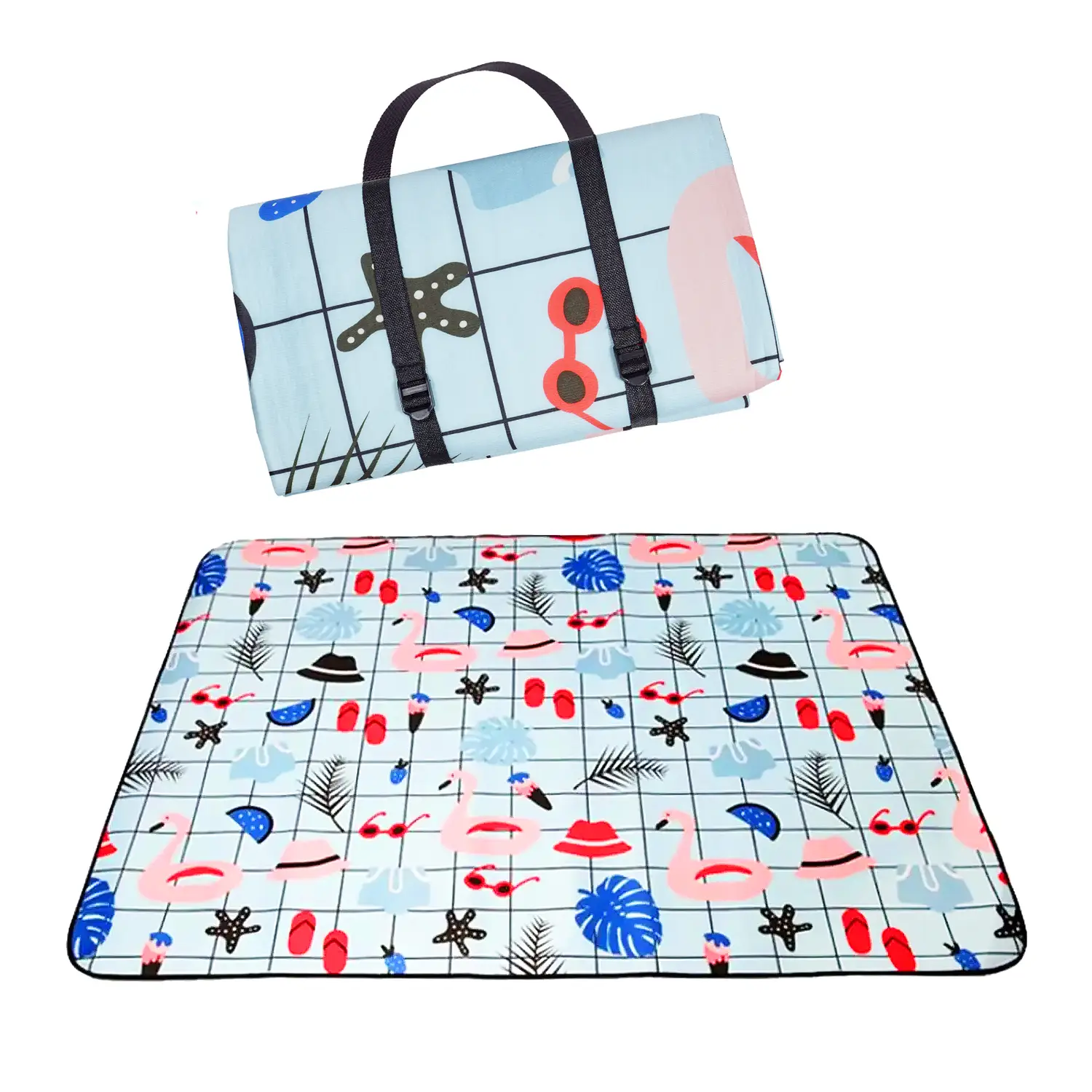 Влагостойкий коврик-сумка Supretto для пикника, 145х130 см, разноцветный (7828) - фото 1