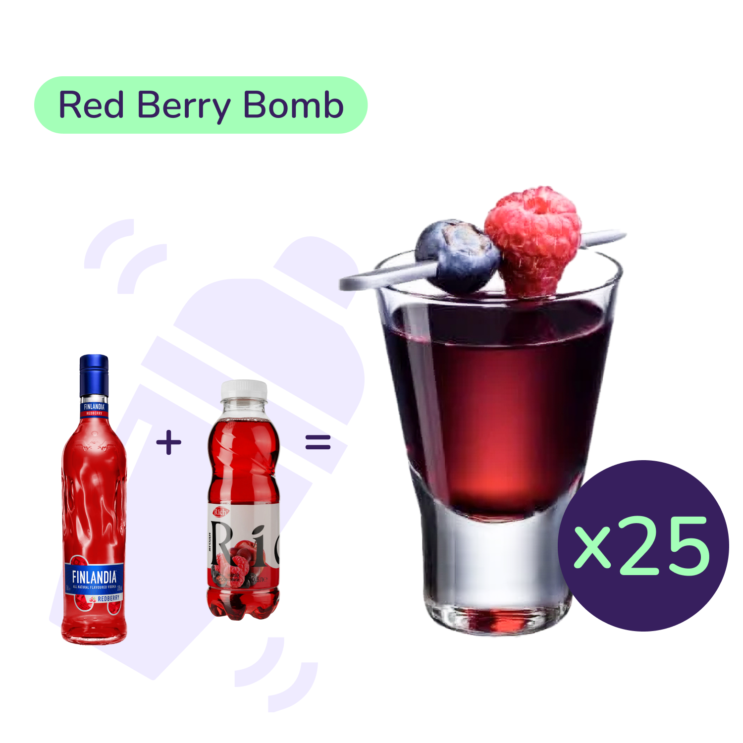 Коктейль Red Berry Bomb (набор ингредиентов) х25 на основе Finlandia - фото 1