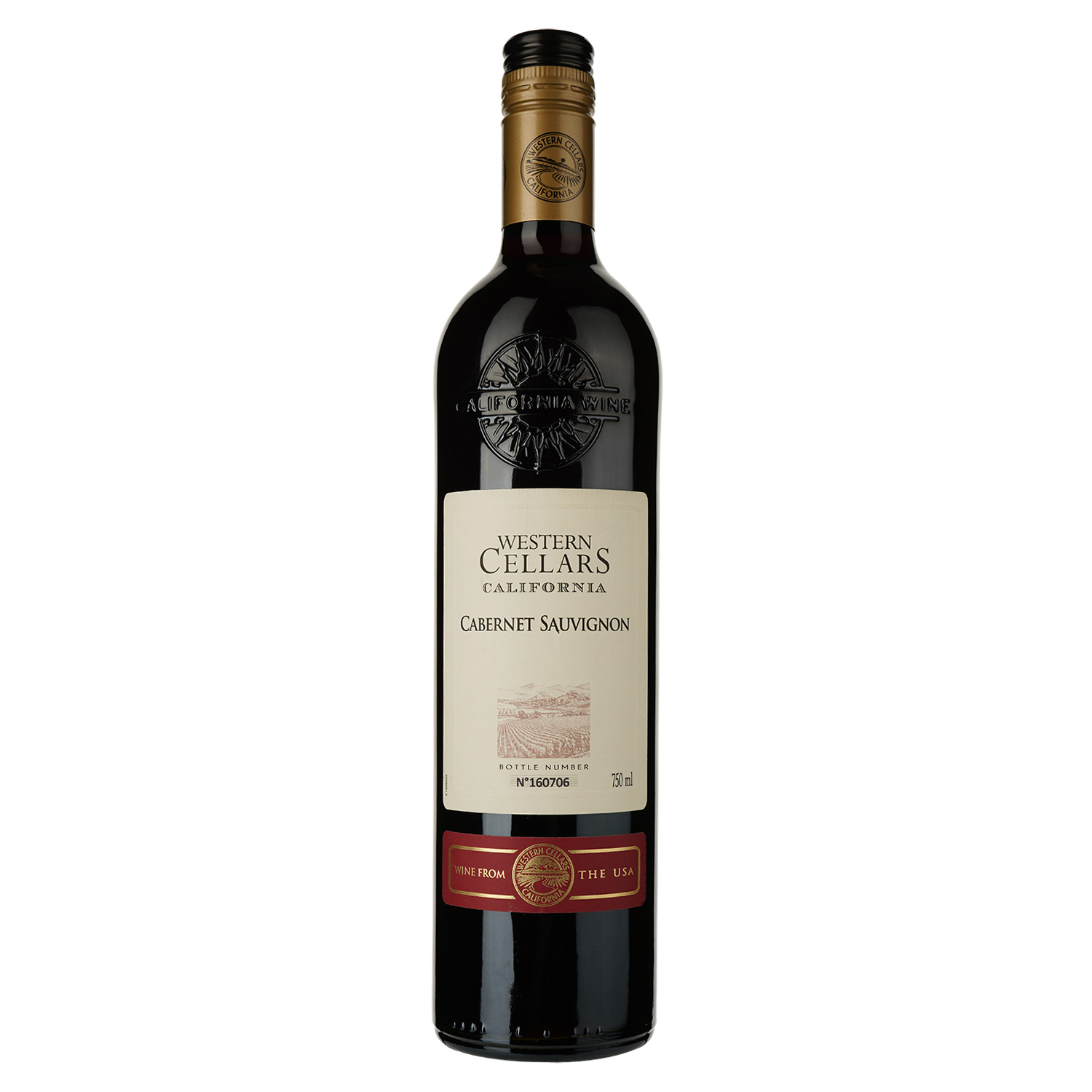 Вино Western Cellars Cabernet Sauvignon, красное, сухое, 12%, 0,75 л - фото 1