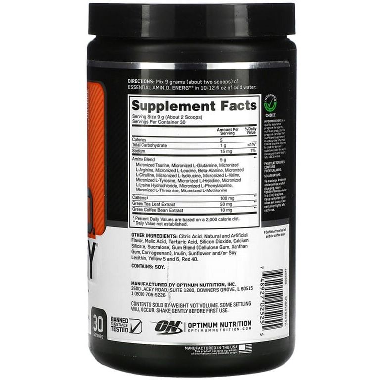 Амінокислотний комплекс Optimum Nutrition Essential Amino Energy Orange Cooler 270 г - фото 2