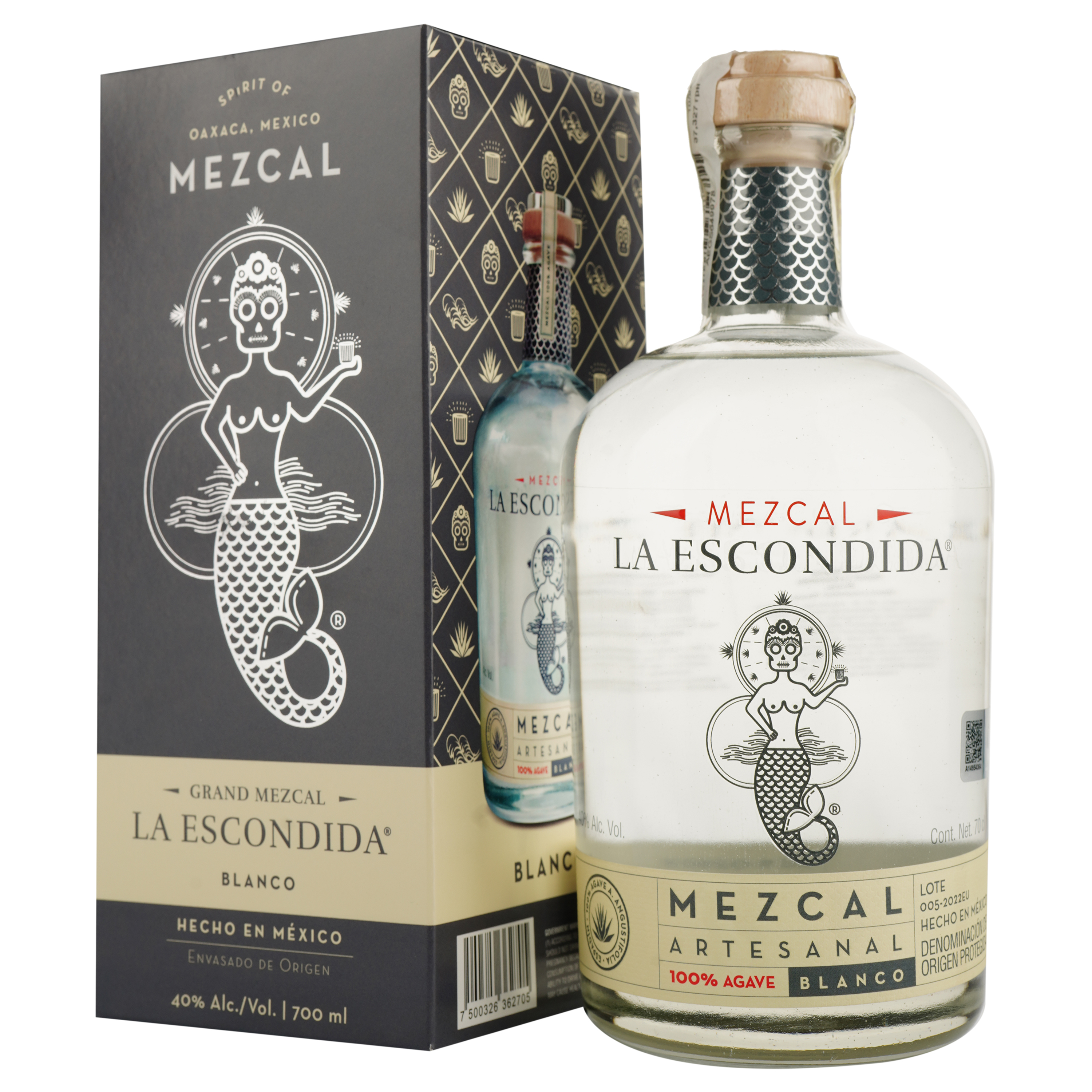 Мескаль Grand Mezcal La Escondida 100% Agave 40% 0.7 л, у подарунковому пакуванні - фото 1