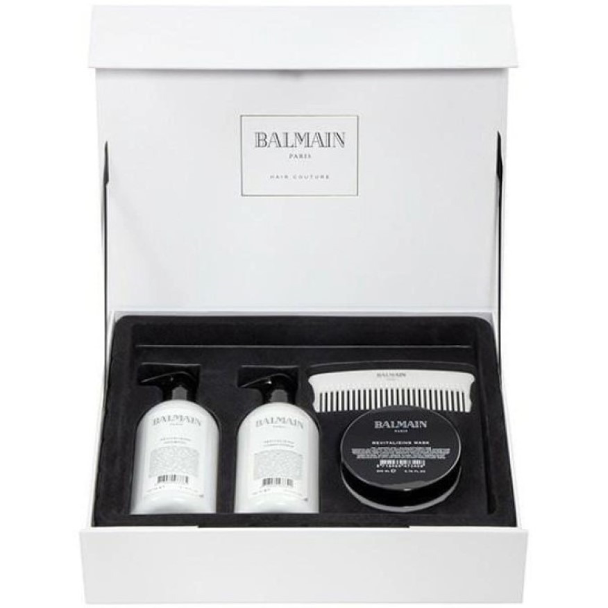 Набір для догляду волосся Balmain Revitalizing Care Set: шампунь 300 мл + кондиціонер 300 мл + маска 200 мл + гребінь - фото 1