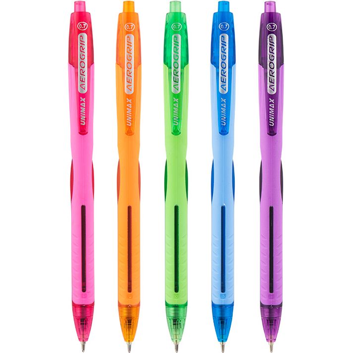 Набір кулькових ручок Unimax Aerogrip-3 5 кольорів (UX-140-20) - фото 2