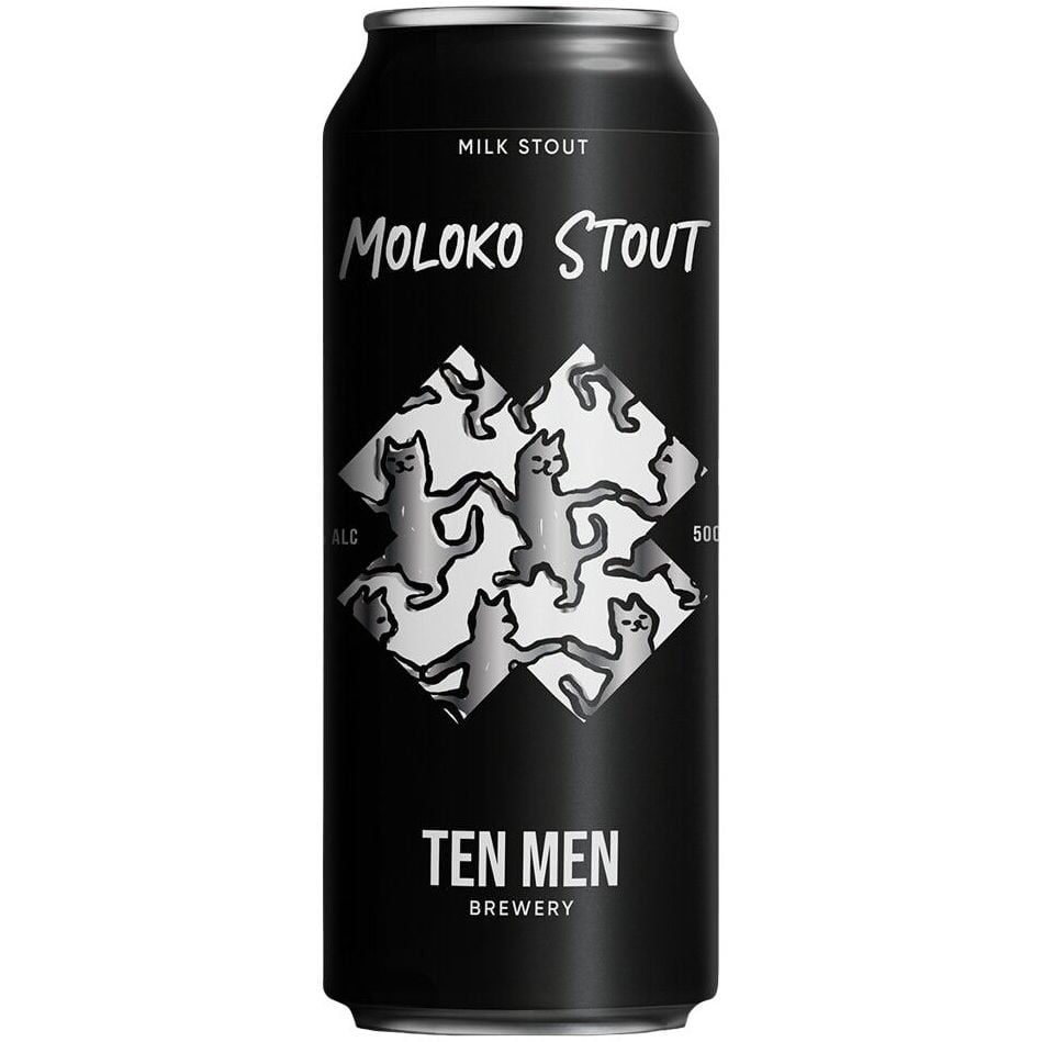 Пиво Ten Men Brewery Moloko Stout, темное, нефильтрованное, 5,2%, 0,5 л, ж/б - фото 1