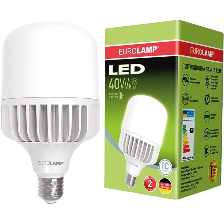 Светодиодная лампа Eurolamp LED Сверхмощная 40W, E27, 6500K (LED-HP-40276) - фото 1