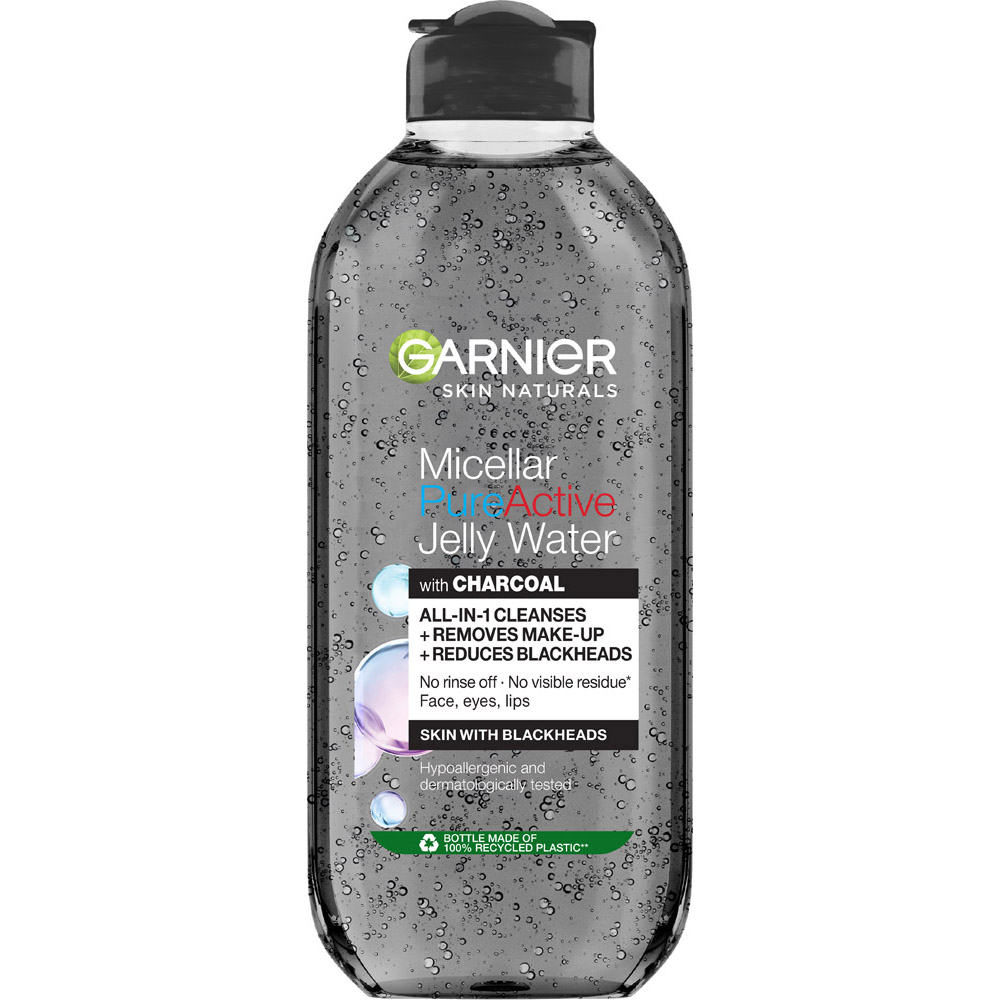 Гель-вода з вугіллям Garnier Pure Active для очищення шкіри обличчя, схильної до появи чорних цяток 400 мл - фото 1