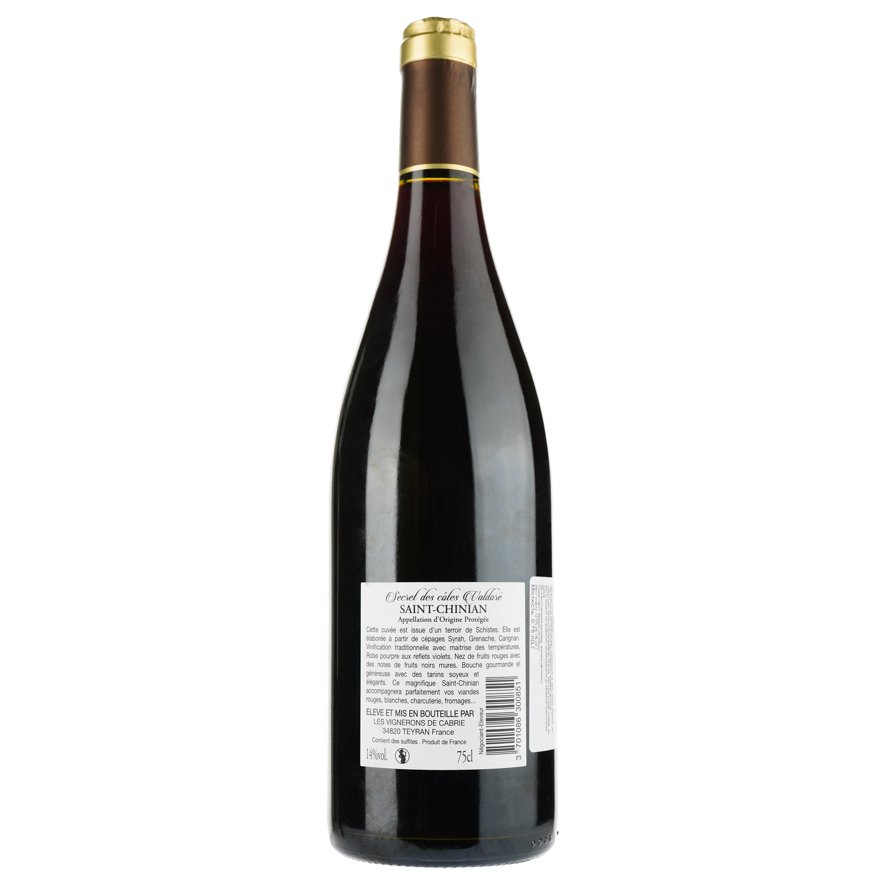 Вино Secret Des Cotes Valdoree Rouge 2018 AOP Saint Chinian, червоне, сухе, 0.75 л - фото 2