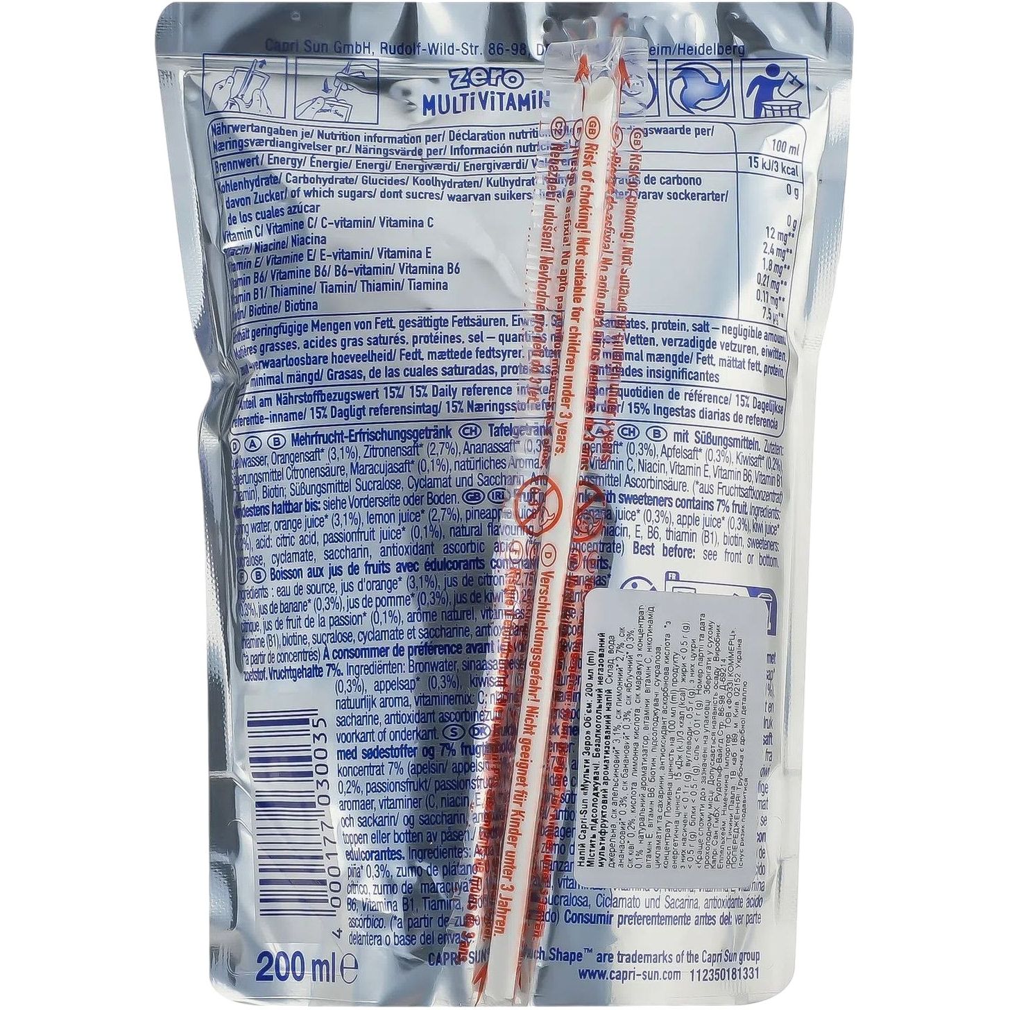 Напиток соковый Capri-Sun Zero Multivitamin 200 мл - фото 2