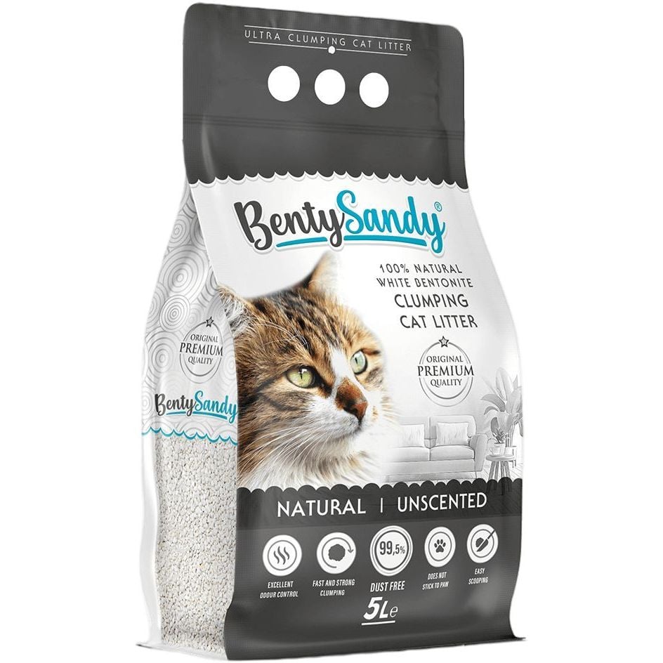 Наполнитель для кошачьего туалета Benty Sandy Natural Unscented бентонитовый без запаха 5 л - фото 1