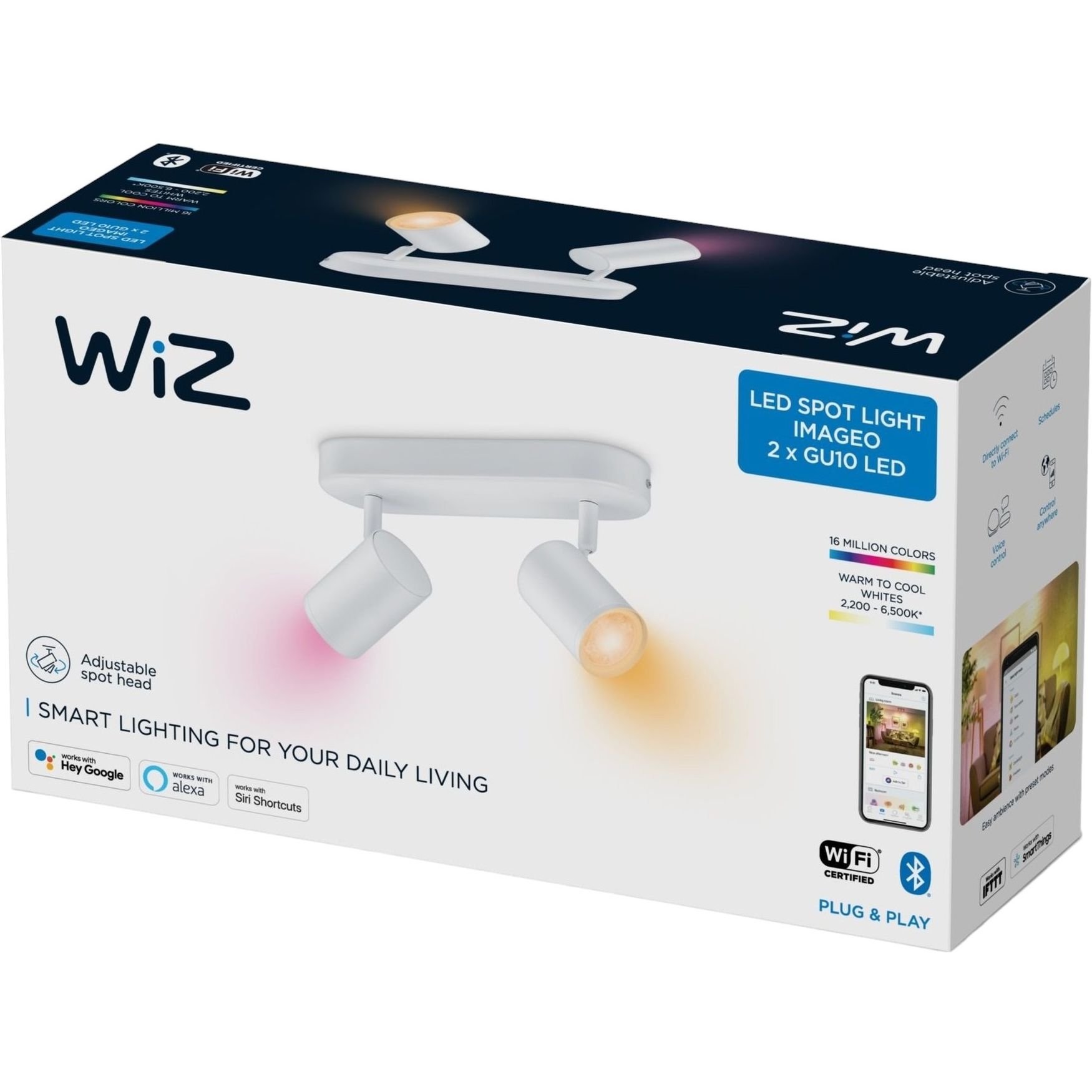 Светильник точечный WiZ Imageo Spots Wi-Fi накладной умный 2x5W 2200-6500K RGB белый (929002658801) - фото 3