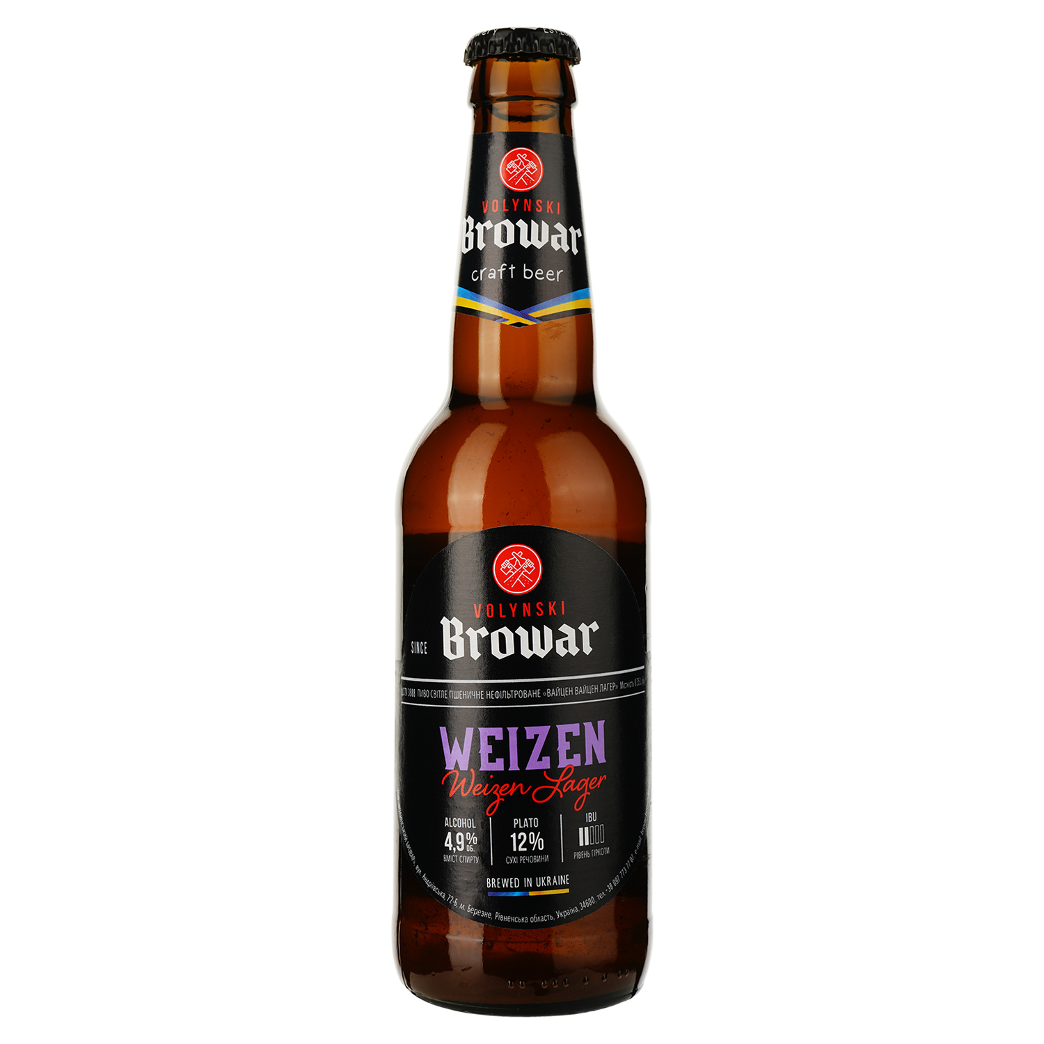Пиво Volynski Browar Weizen, світле, нефільтроване, 4,9%, 0,35 л - фото 1