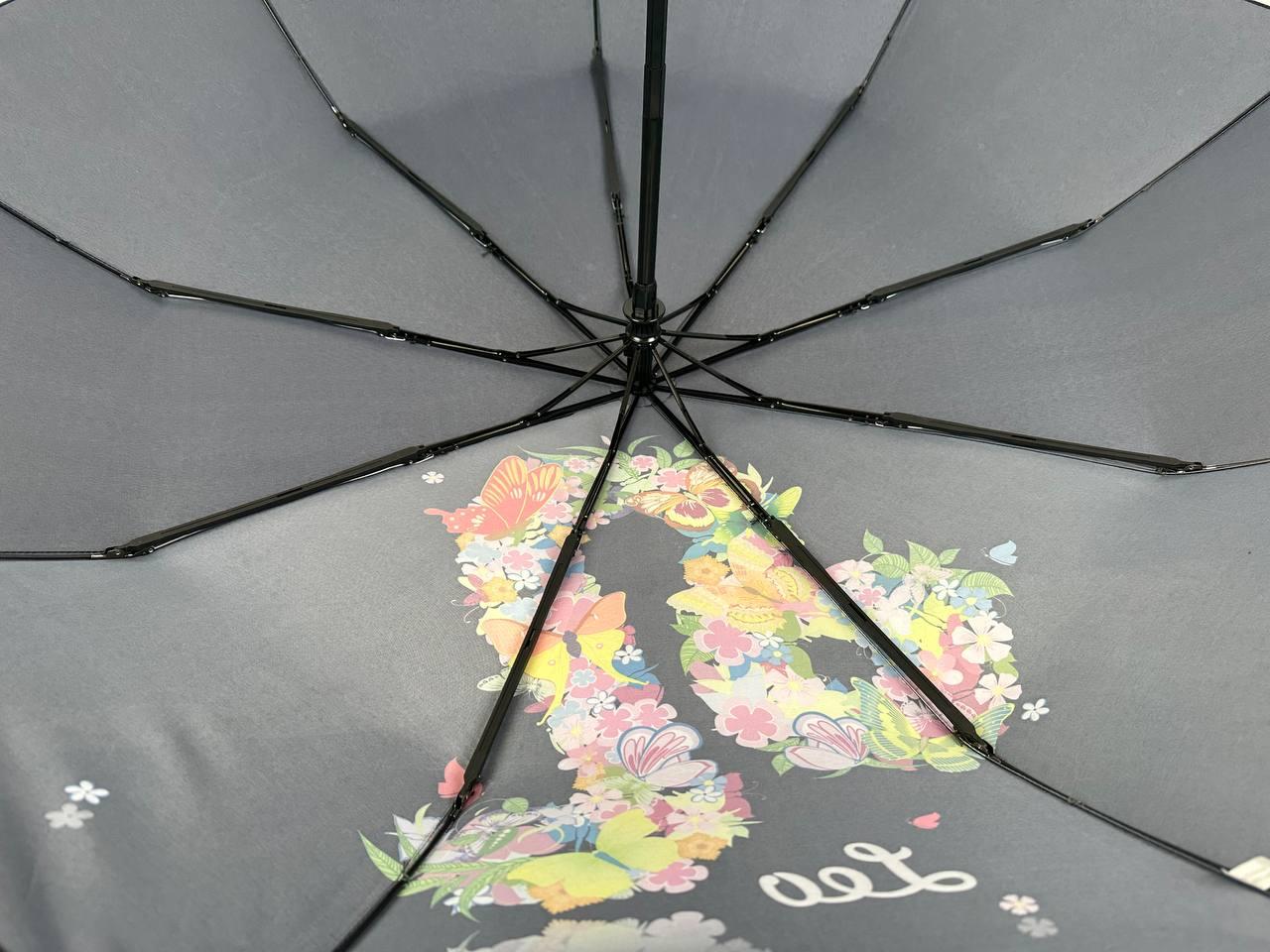 Женский складной зонтик полный автомат Rain 98 см черный - фото 5