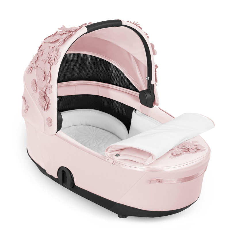 Люлька Cybex Mios Lux Simply flowers pink + Комплект текстиля Cybex Mios Simply flowers pink + Шасси для коляски Cybex Mios LS RBA Chrome Black - фото 3