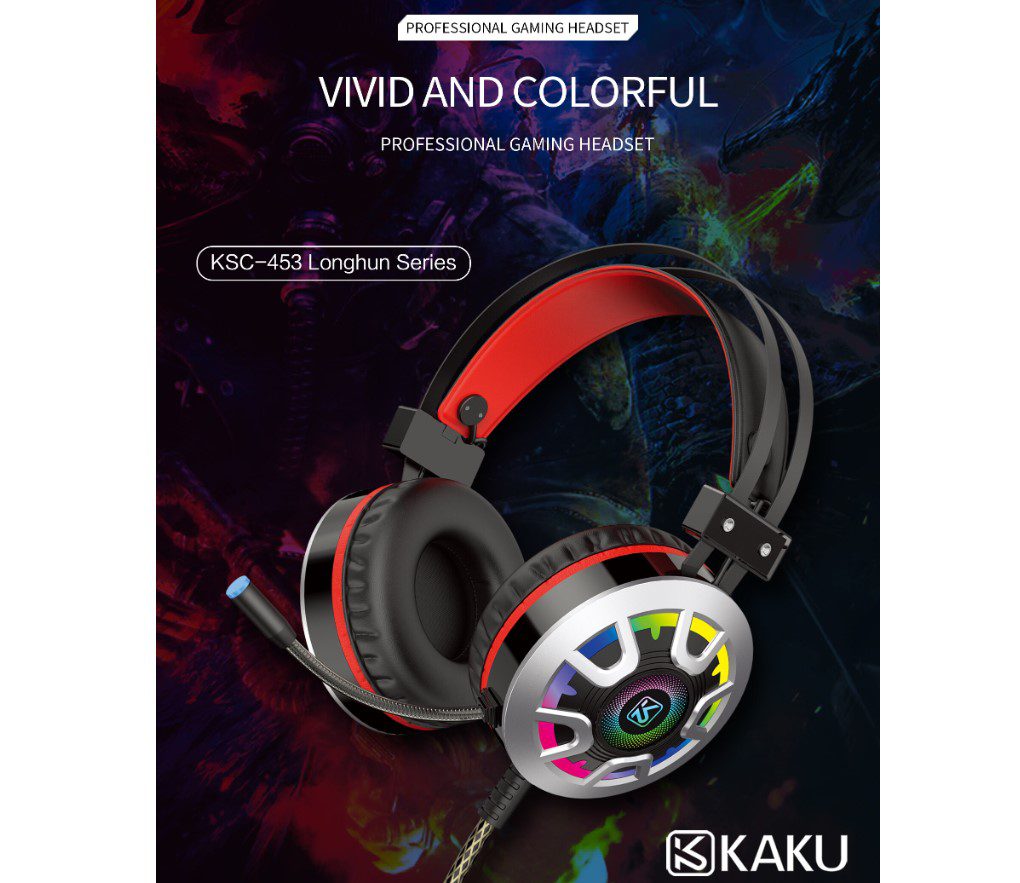 Игровые наушники iKAKU KSC-453 Longhun RGB Black / Red с микрофоном - фото 3