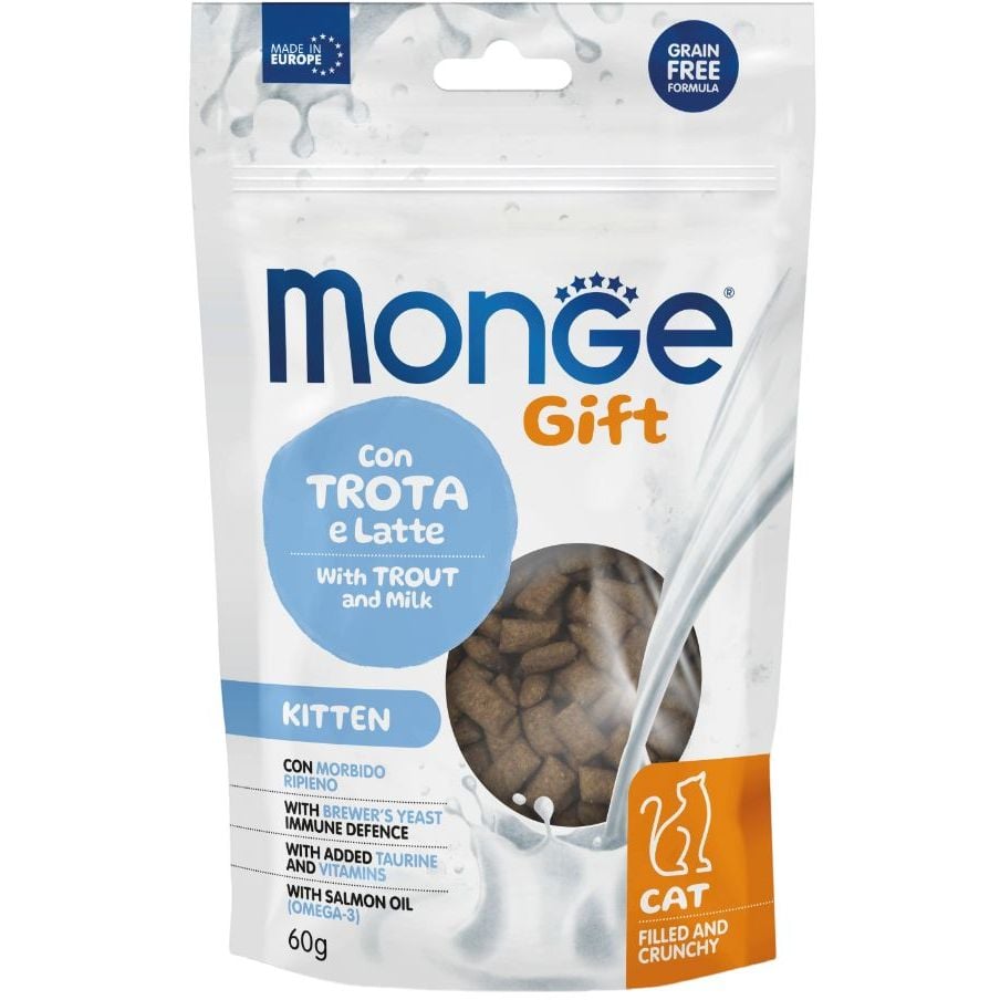 Ласощі для кошенят Monge Gift Cat Kitten, форель та молоко, 60 г (70085014) - фото 1