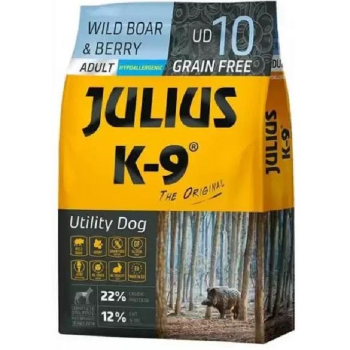 Беззернова сухий корм для собак Julius-K9 HighPremium Holistic, Гіпоалергенний, з кабаном і ягодами, 10 кг - фото 1