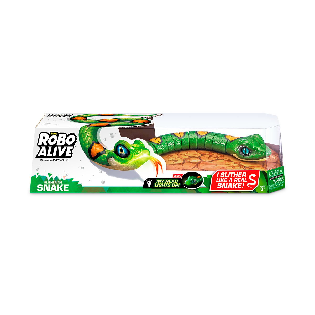 Интерактивная игрушка Robo Alive Cкользящая змея, зеленый (7150-1) - фото 3