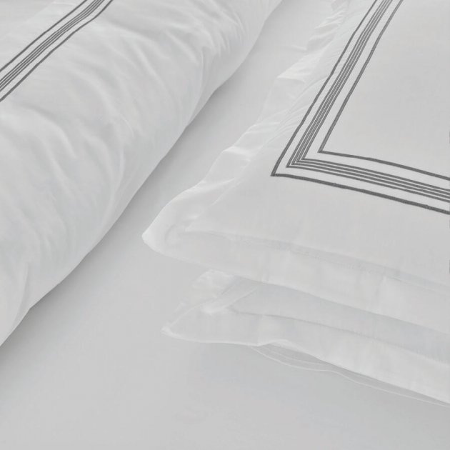 Комплект постельного белья Penelope Mia antrasit, сатин, евро (200х160+35см), белый с бежевым (svt-2000022294171) - фото 2