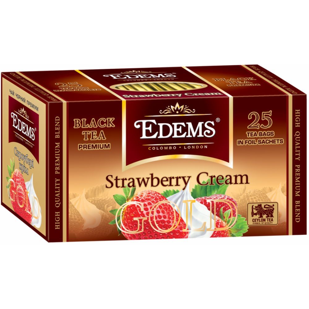 Чай чорний Edems Gold Strawberry Cream, 25 пакетиків - фото 1