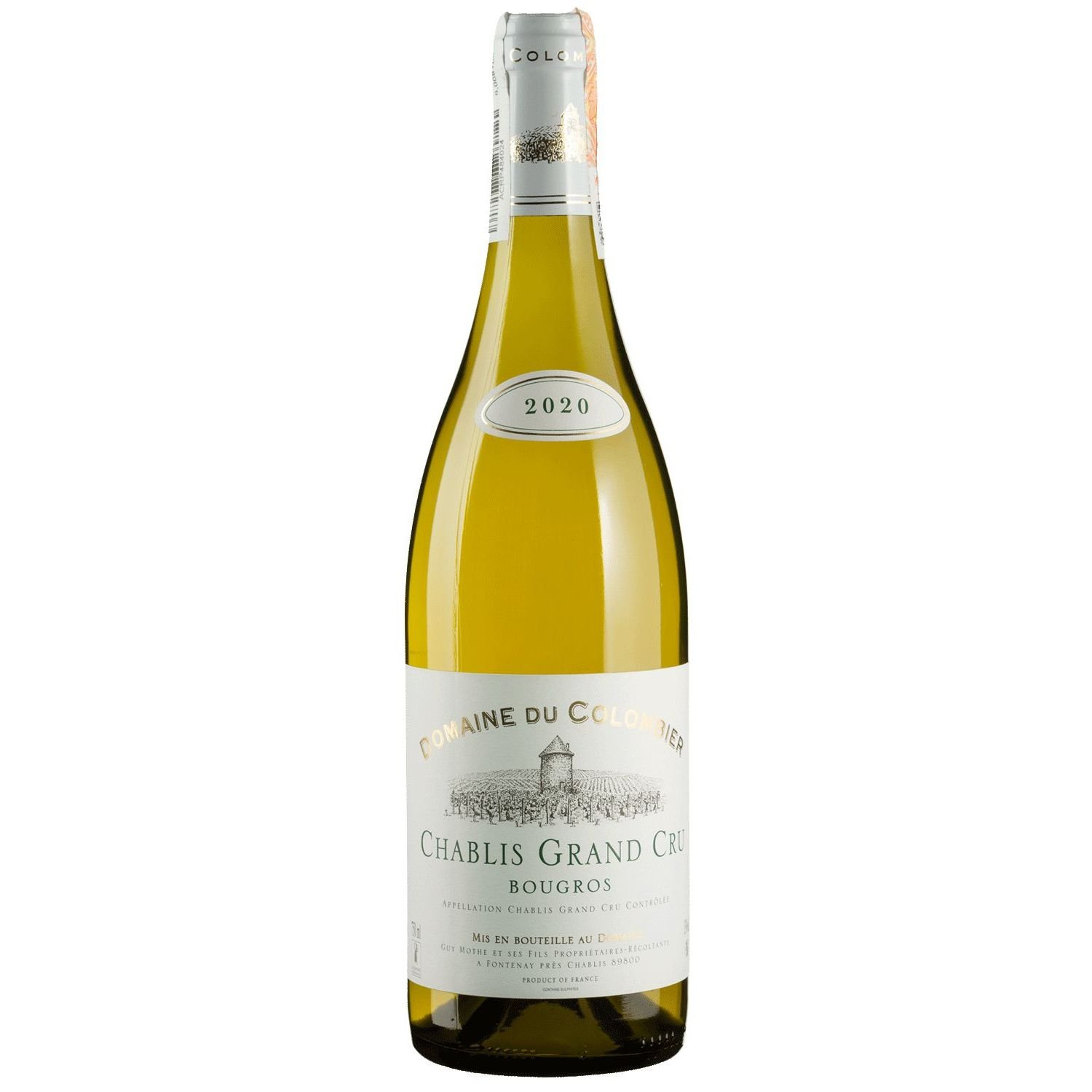 Вино Domaine Du Colombier Chablis Grand Cru Bougros 2020, белое, сухое, 0,75 л - фото 1