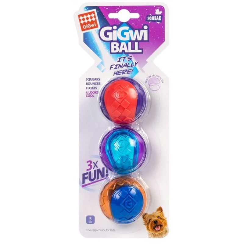Іграшка для собак GiGwi Ball Три м'ячі, з пищалкою, 5 см (2323) - фото 1
